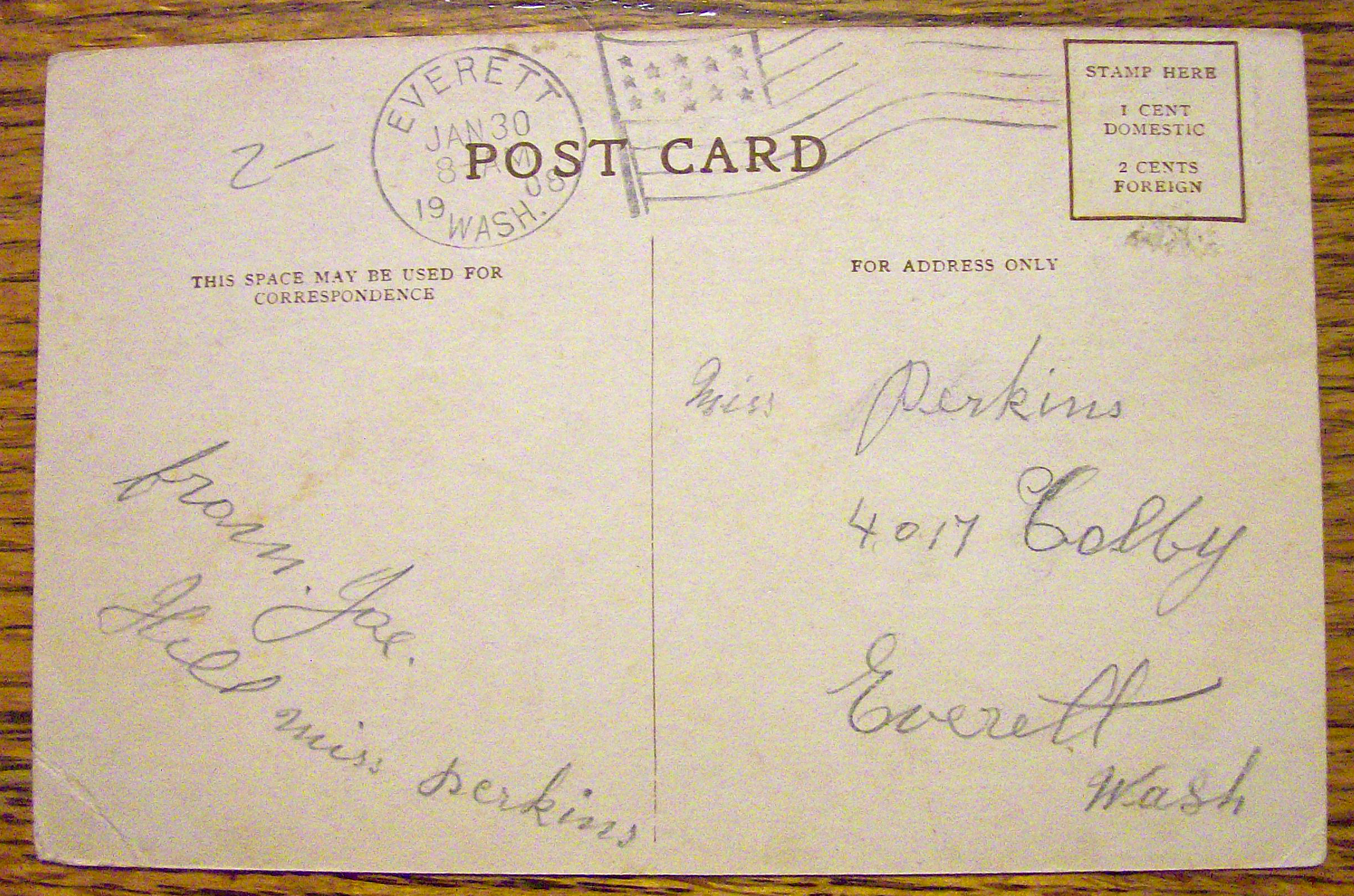 Woman Walking Old Man With A String Postcard