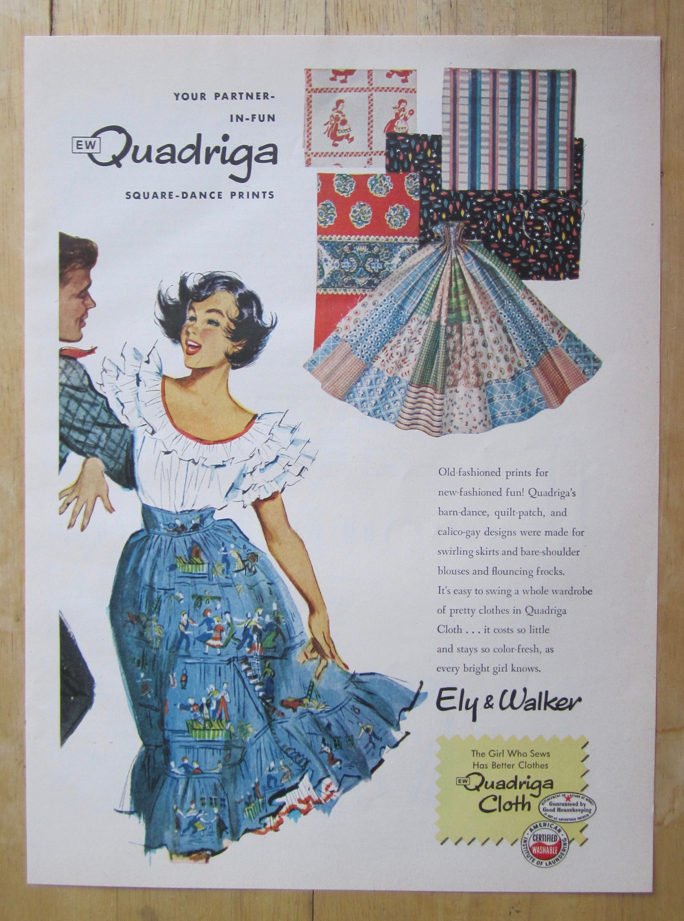 1951 Quadriga Square Dance Prints with Woman Dancing