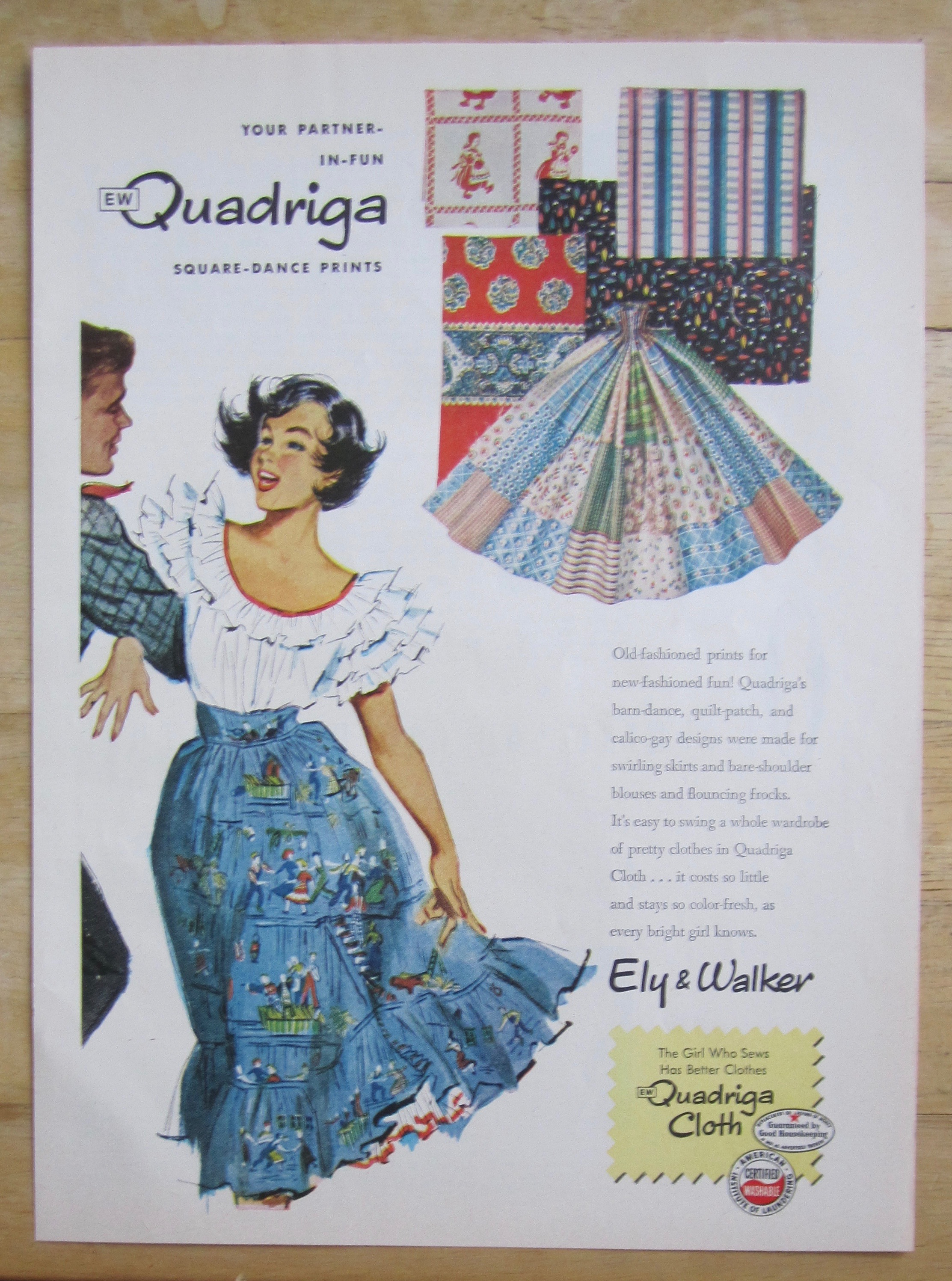 1951 Quadriga Square Dance Prints with Woman Dancing