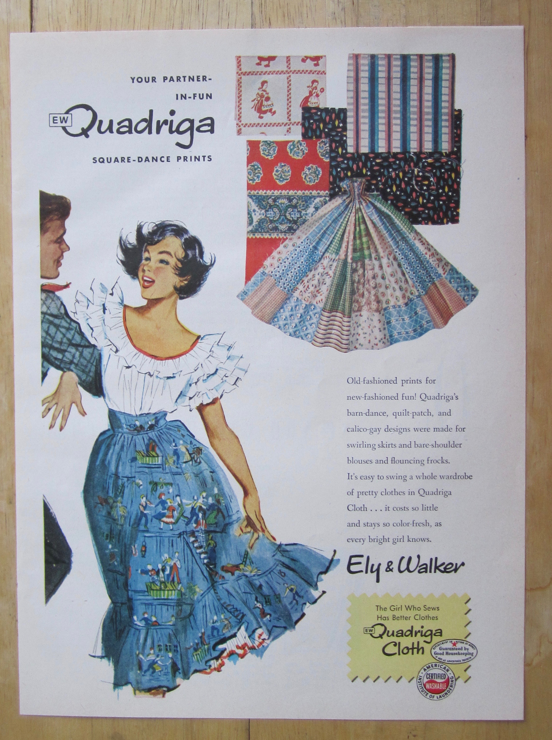 1951 Quadriga Square Dance Prints with Woman Dancing