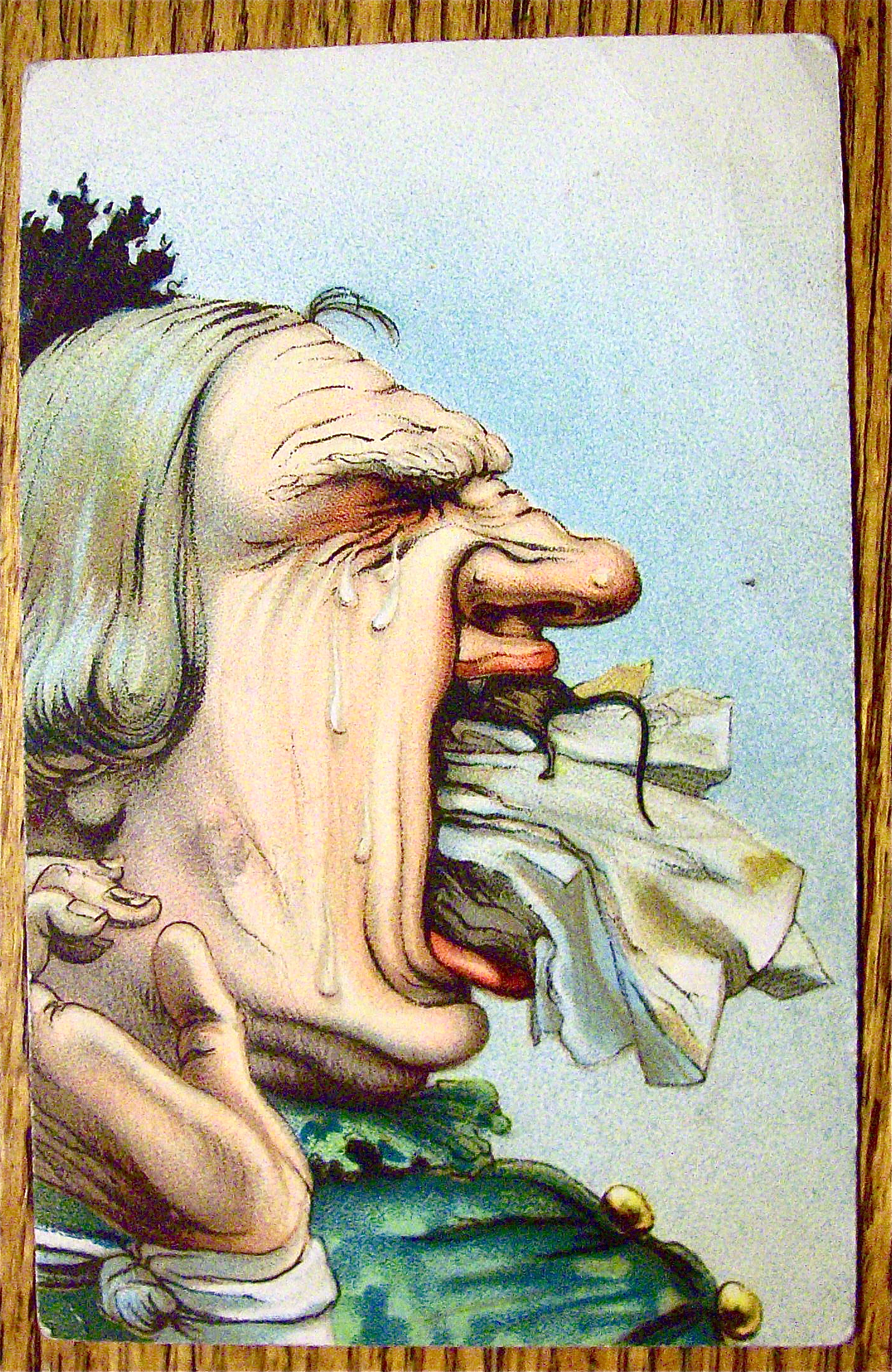 A Man With A Cloth And Rat In His Mouth Postcard
