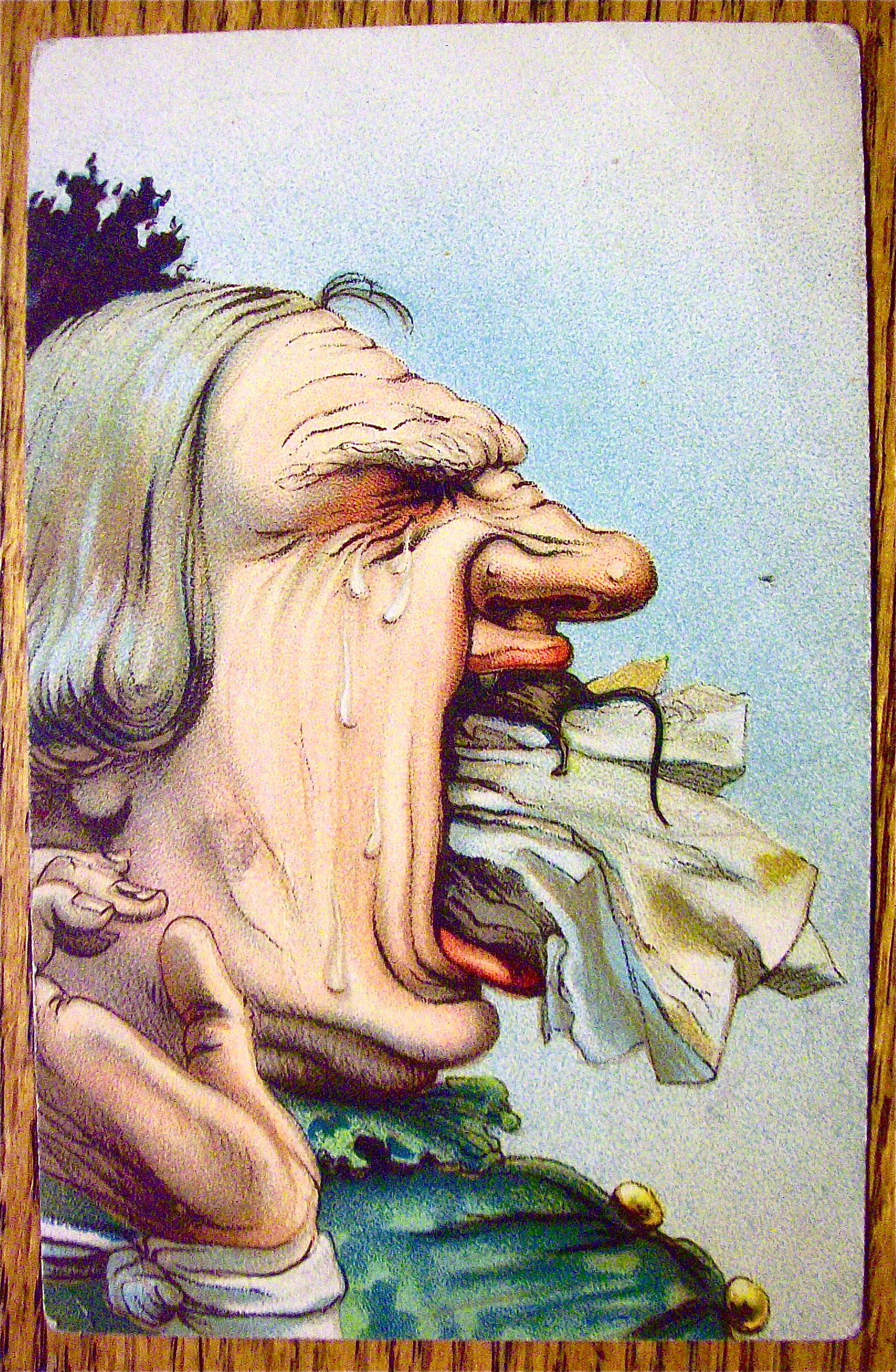 A Man With A Cloth And Rat In His Mouth Postcard