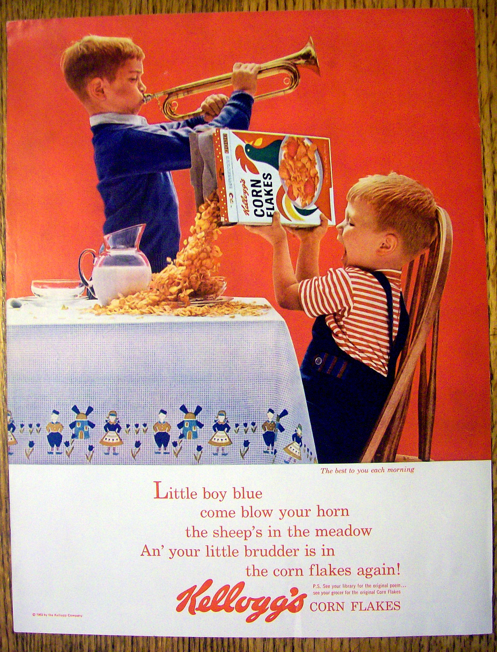 1963 Kellogg's Corn Flakes with Boy Playing Horn