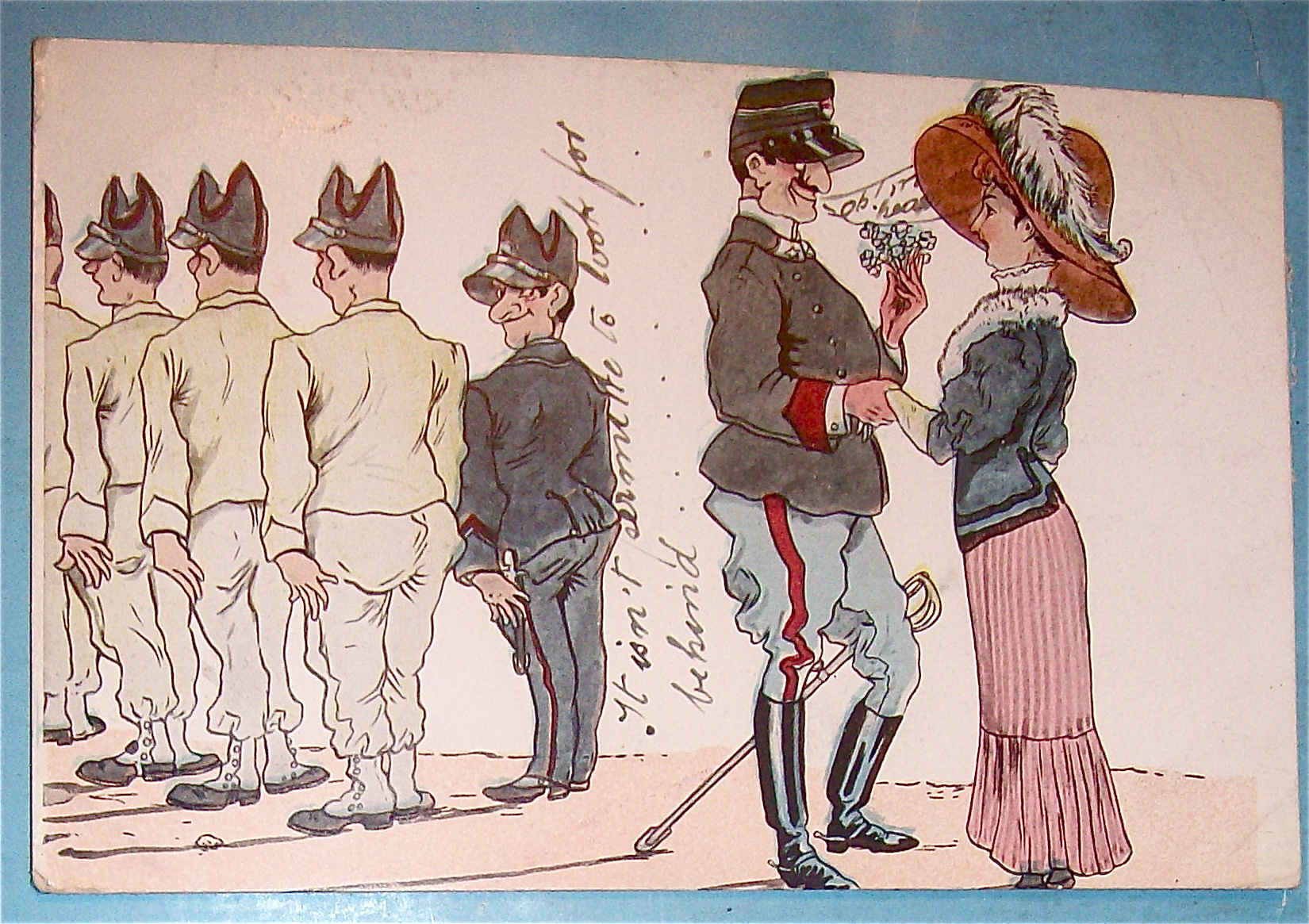 Military Man With His Woman Postcard