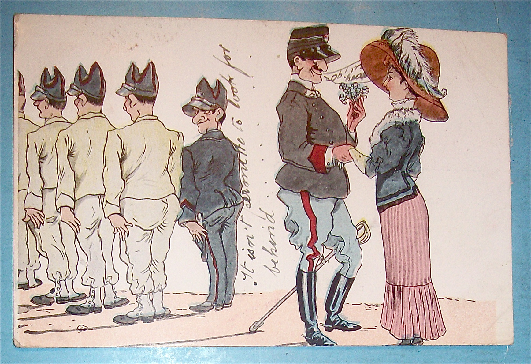 Military Man With His Woman Postcard