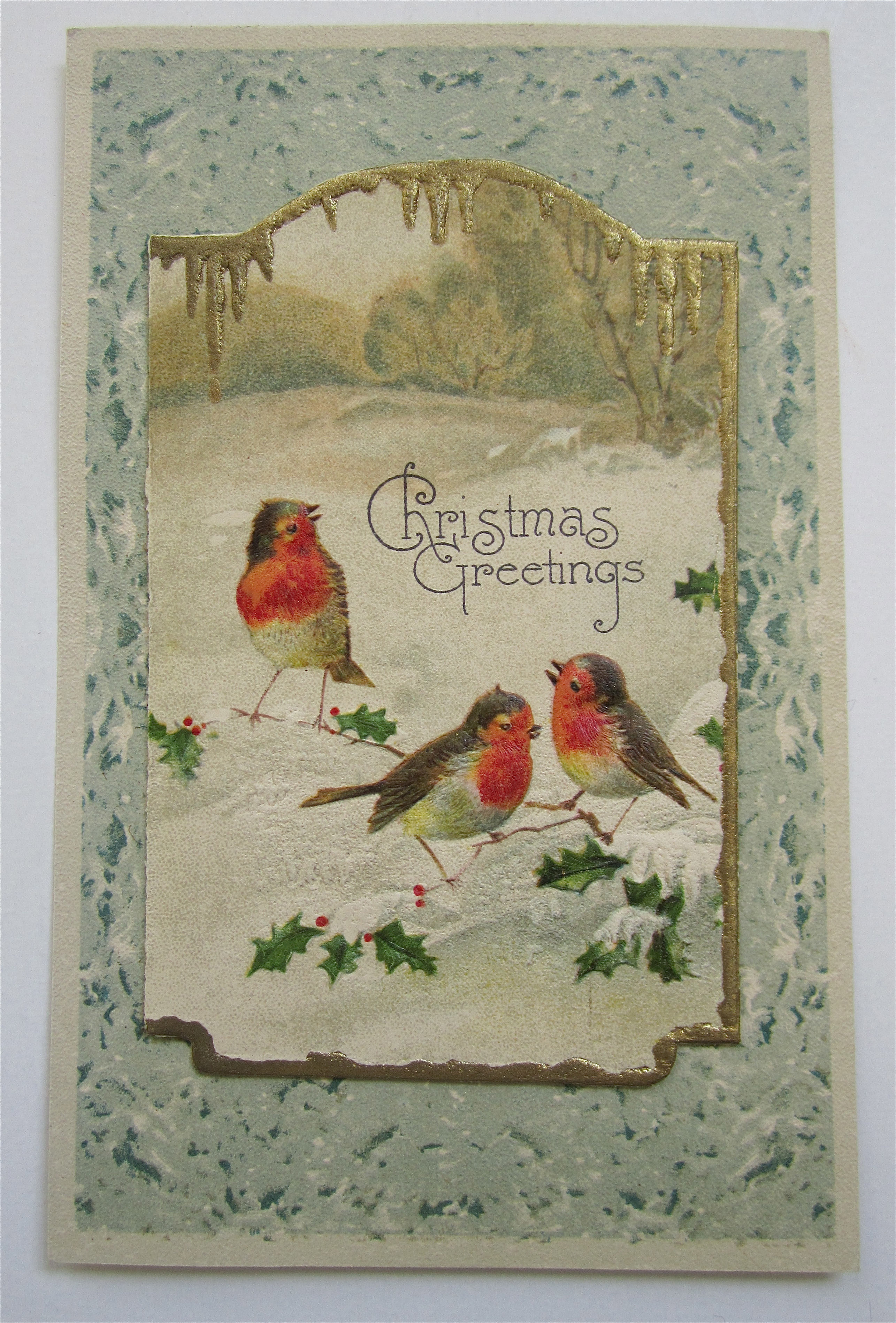 Birds In The Snow Christmas Greetings Postcard