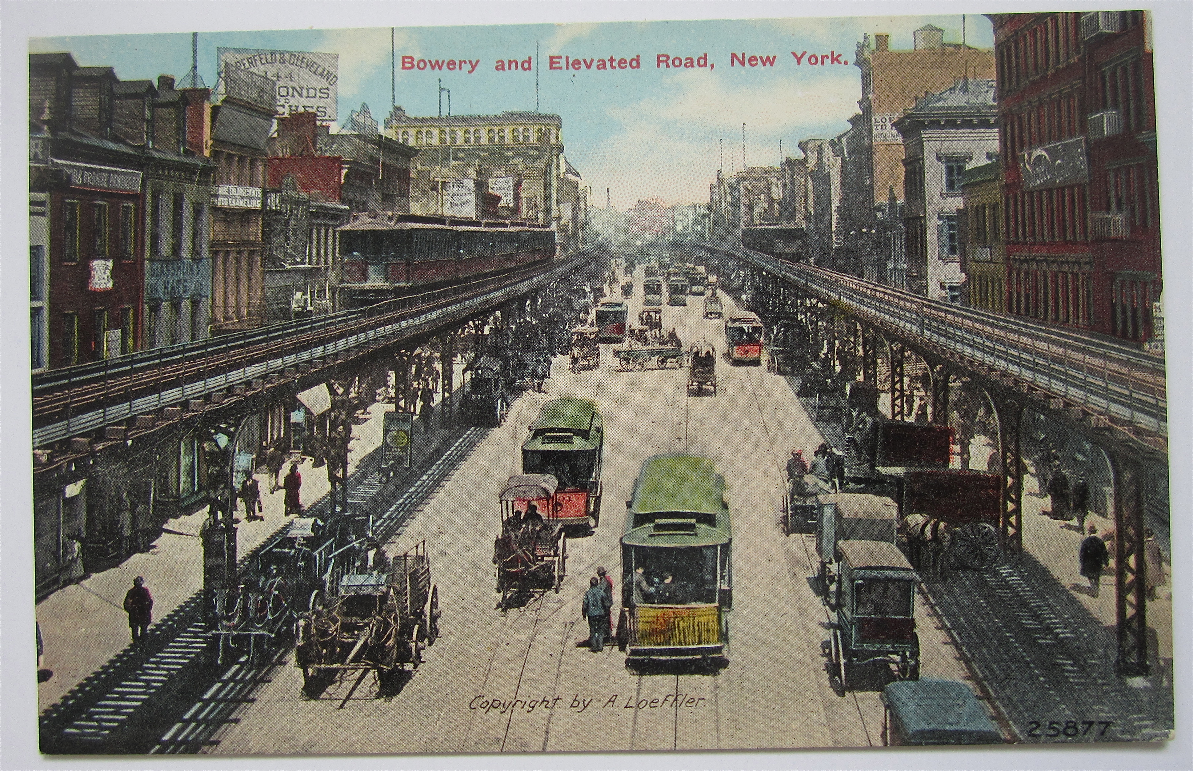 Bowery And Elevated Road, New York Postcard