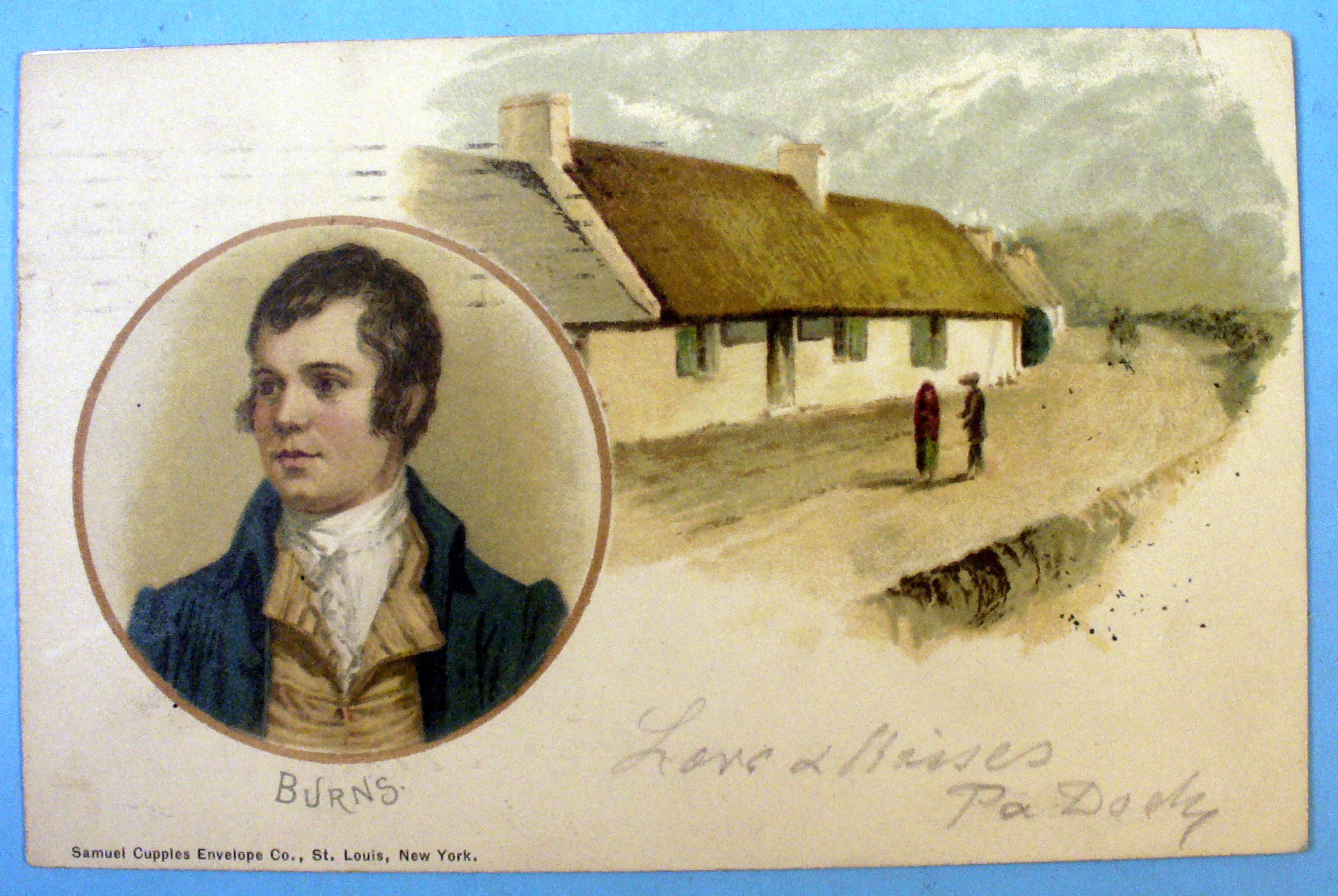 Burns Portrait with People Walking Postcard