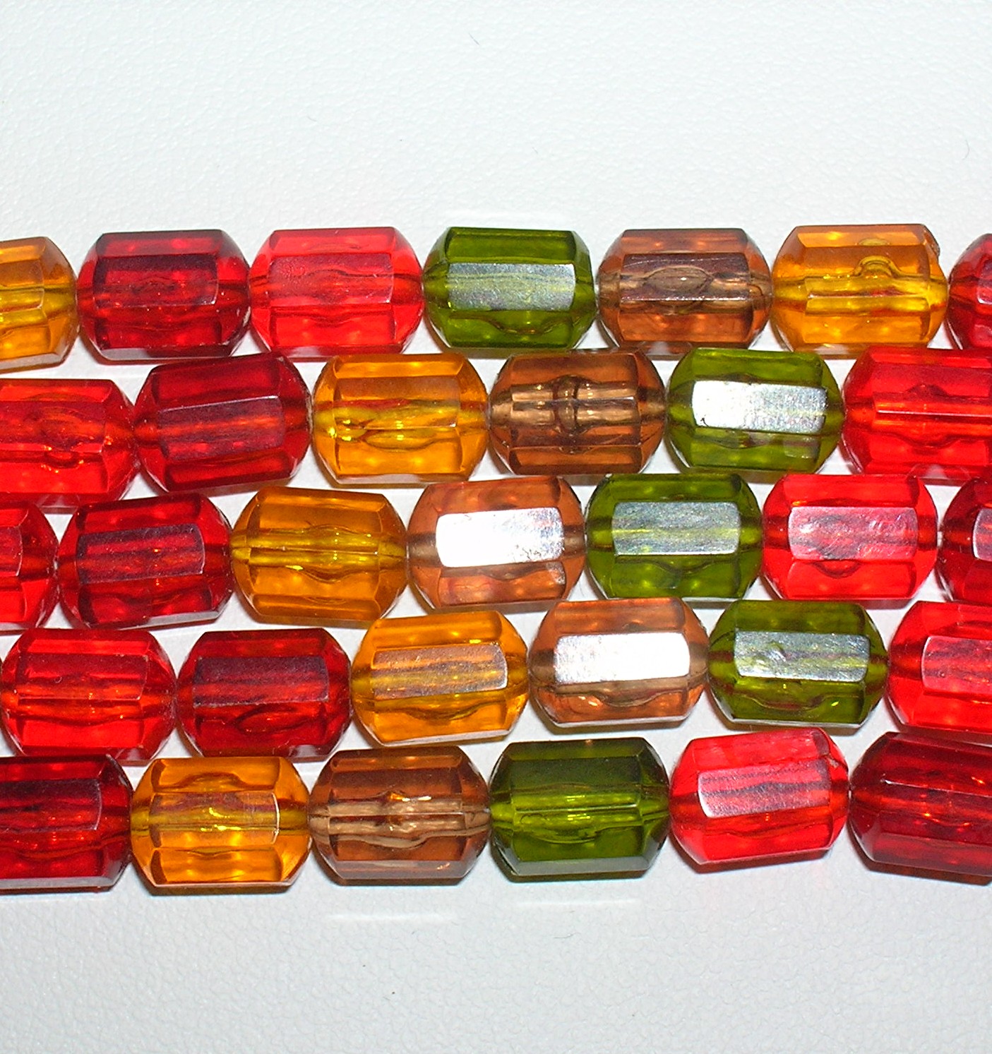 West German Lucite Orange Green Gold 5 Row Necklace