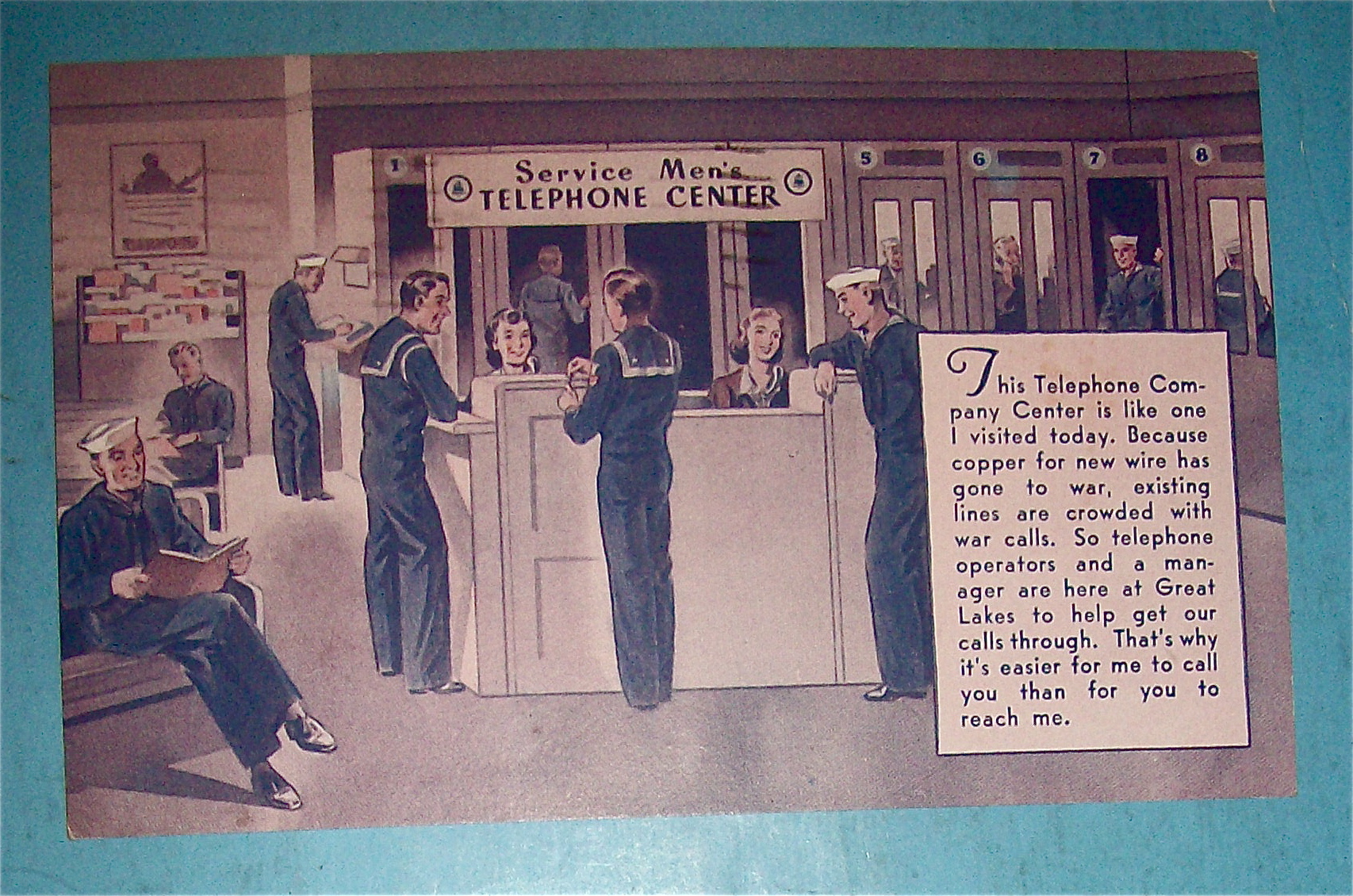 Service Men's Telephone Center Postcard