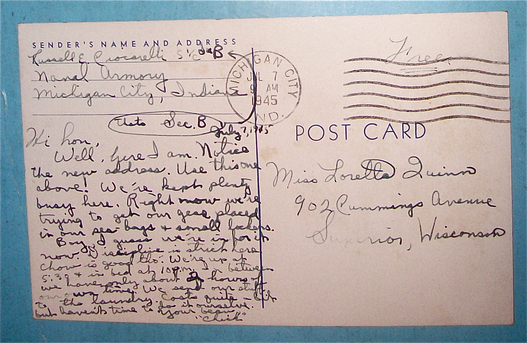 Service Men's Telephone Center Postcard