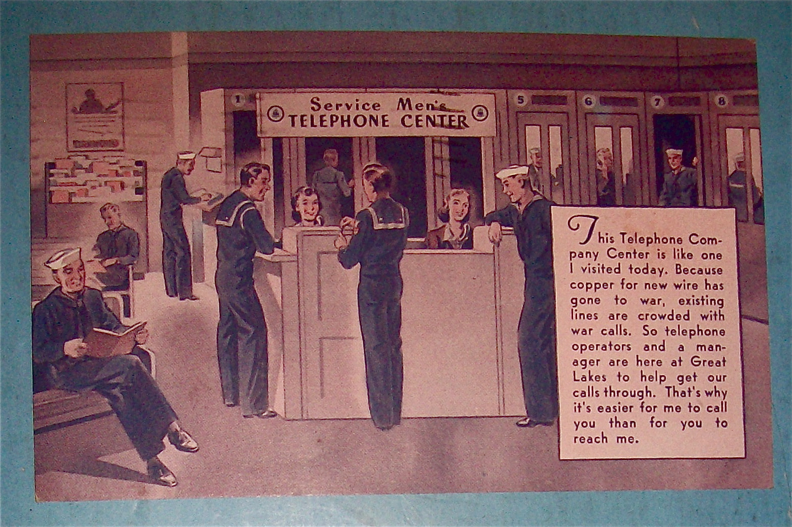 Service Men's Telephone Center Postcard