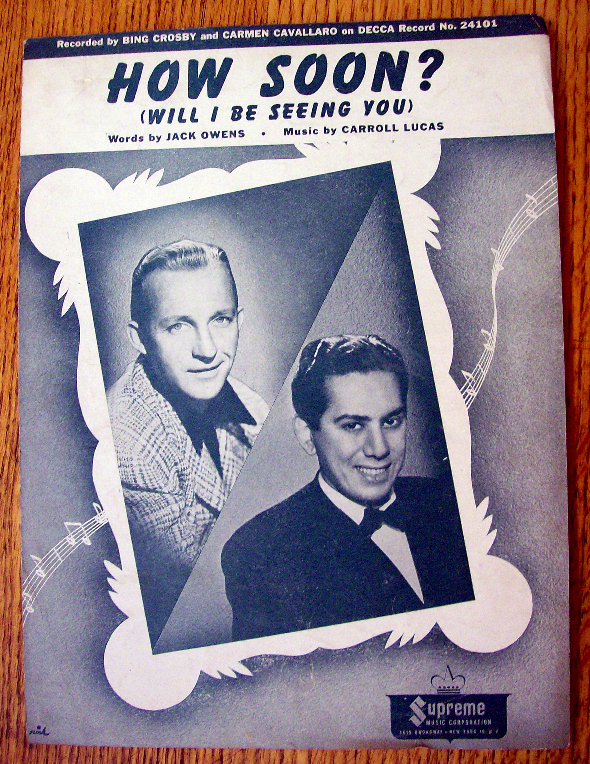 Sheet Music For 1947 How Soon? (Will I Be Seeing You)