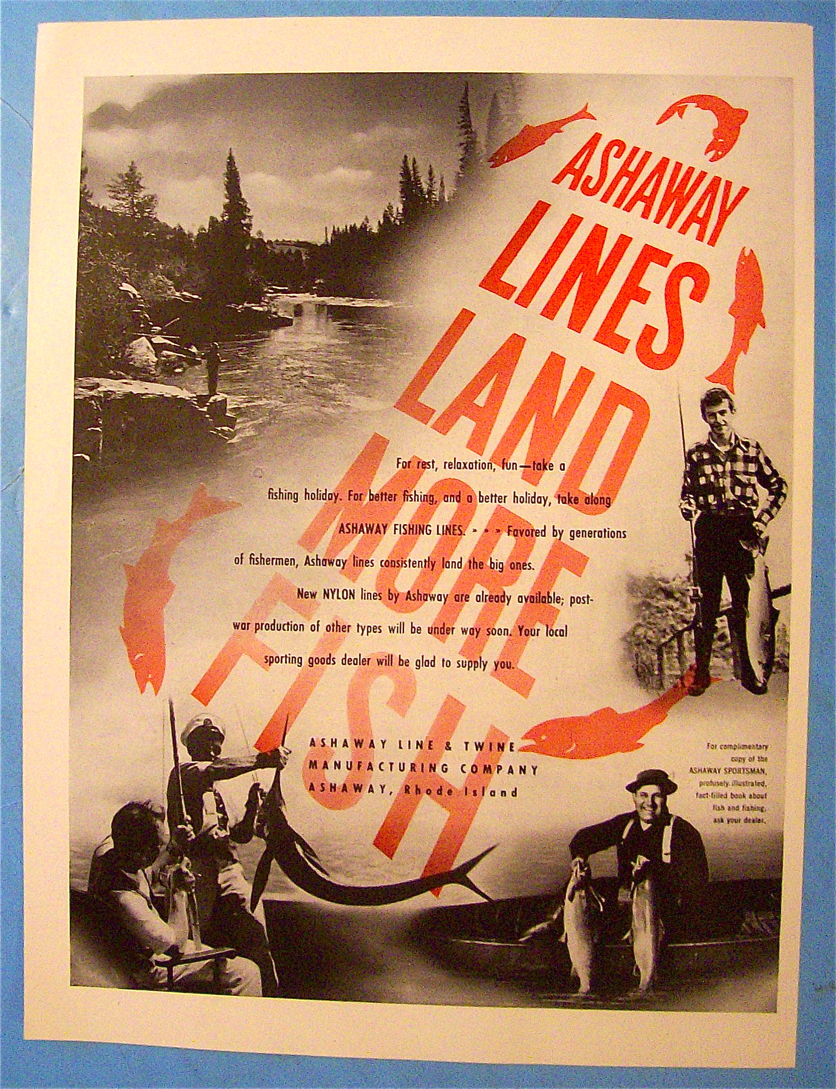 1946 Ashaway Line And Twine With Man And Fish