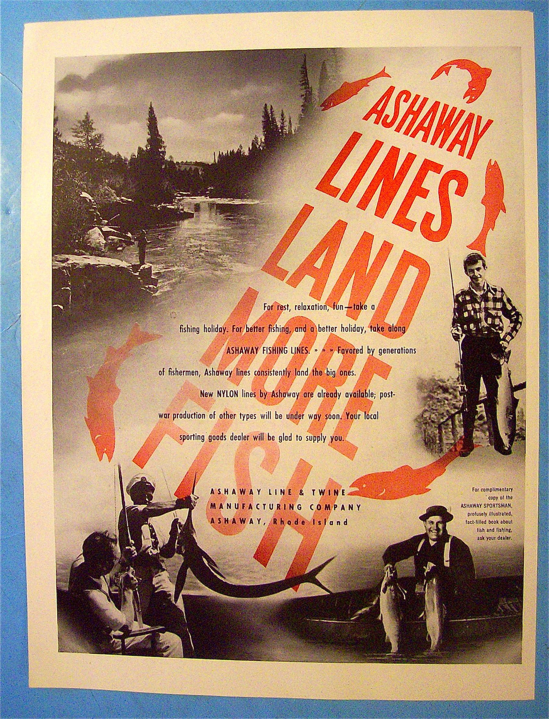 1946 Ashaway Line And Twine With Man And Fish