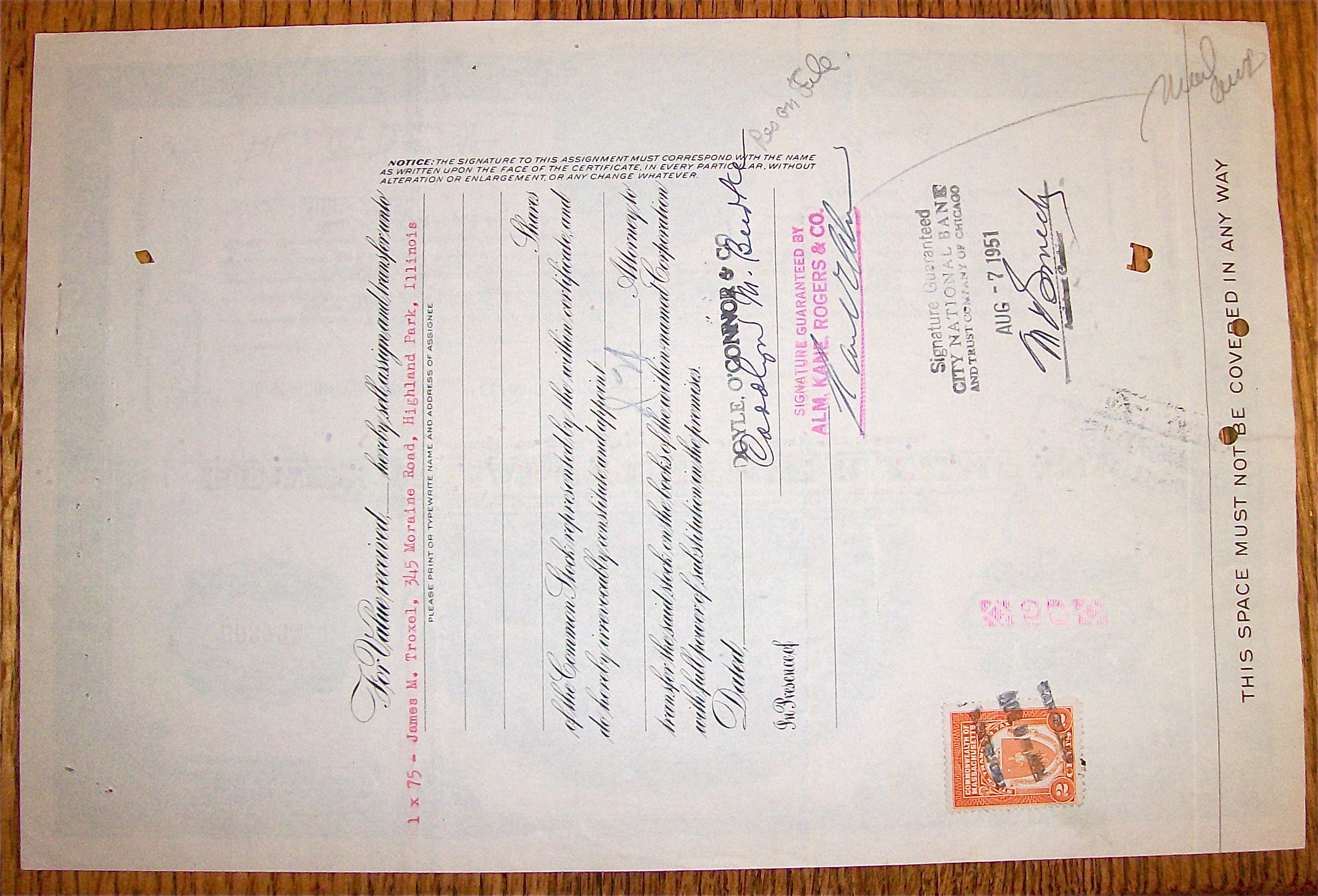 1951 Dewey & Almy Chemical Company Stock Certificate