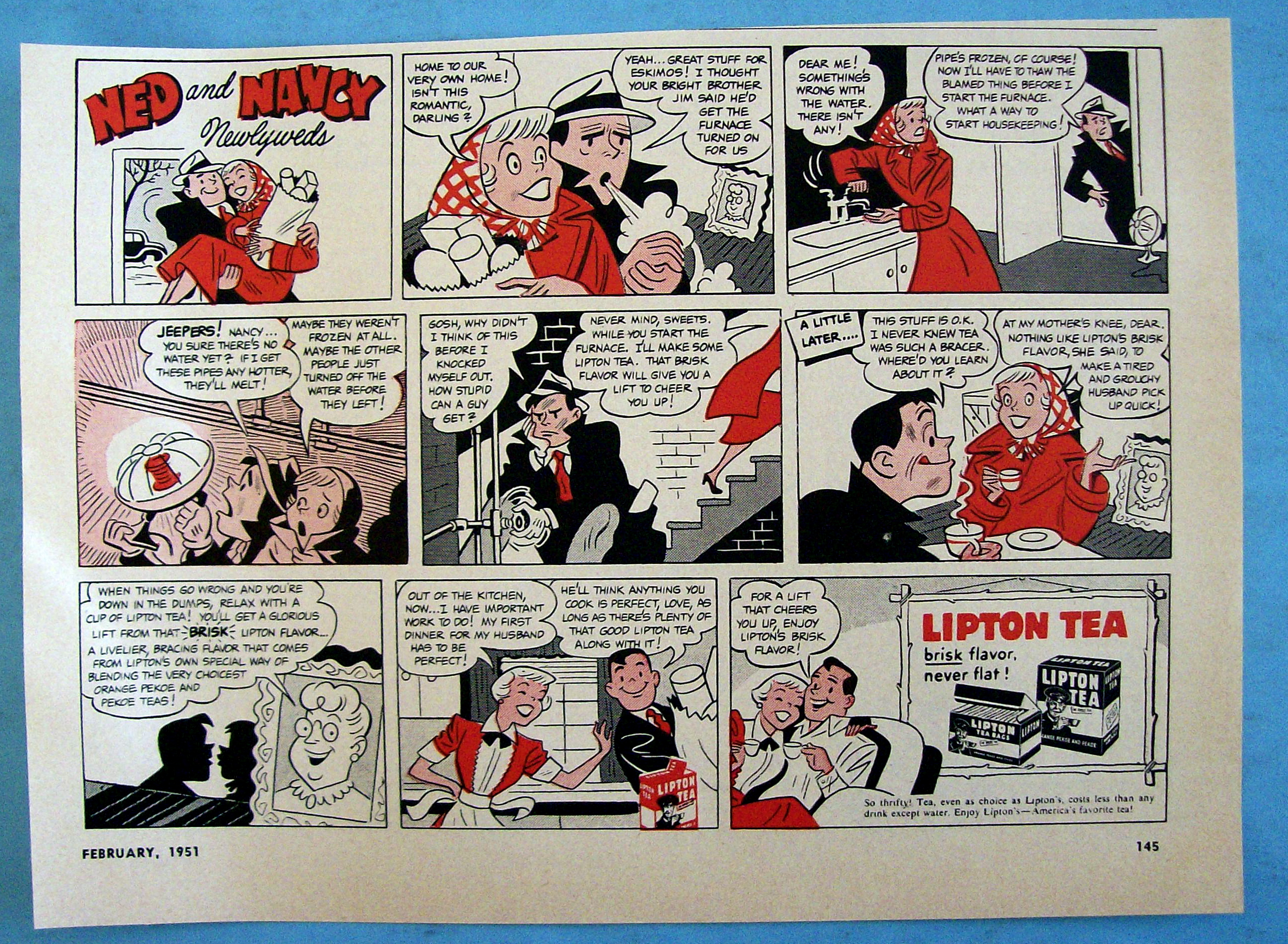 Vintage Ad: 1951 Lipton Tea with Ned & Nancy