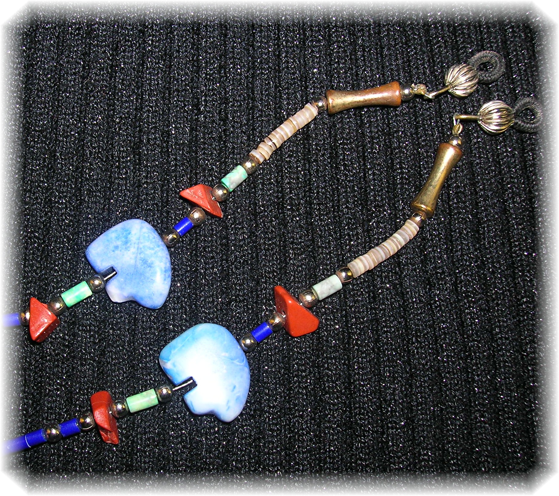Heishi Bead and Lapis Bear Brass Spectacle Chain