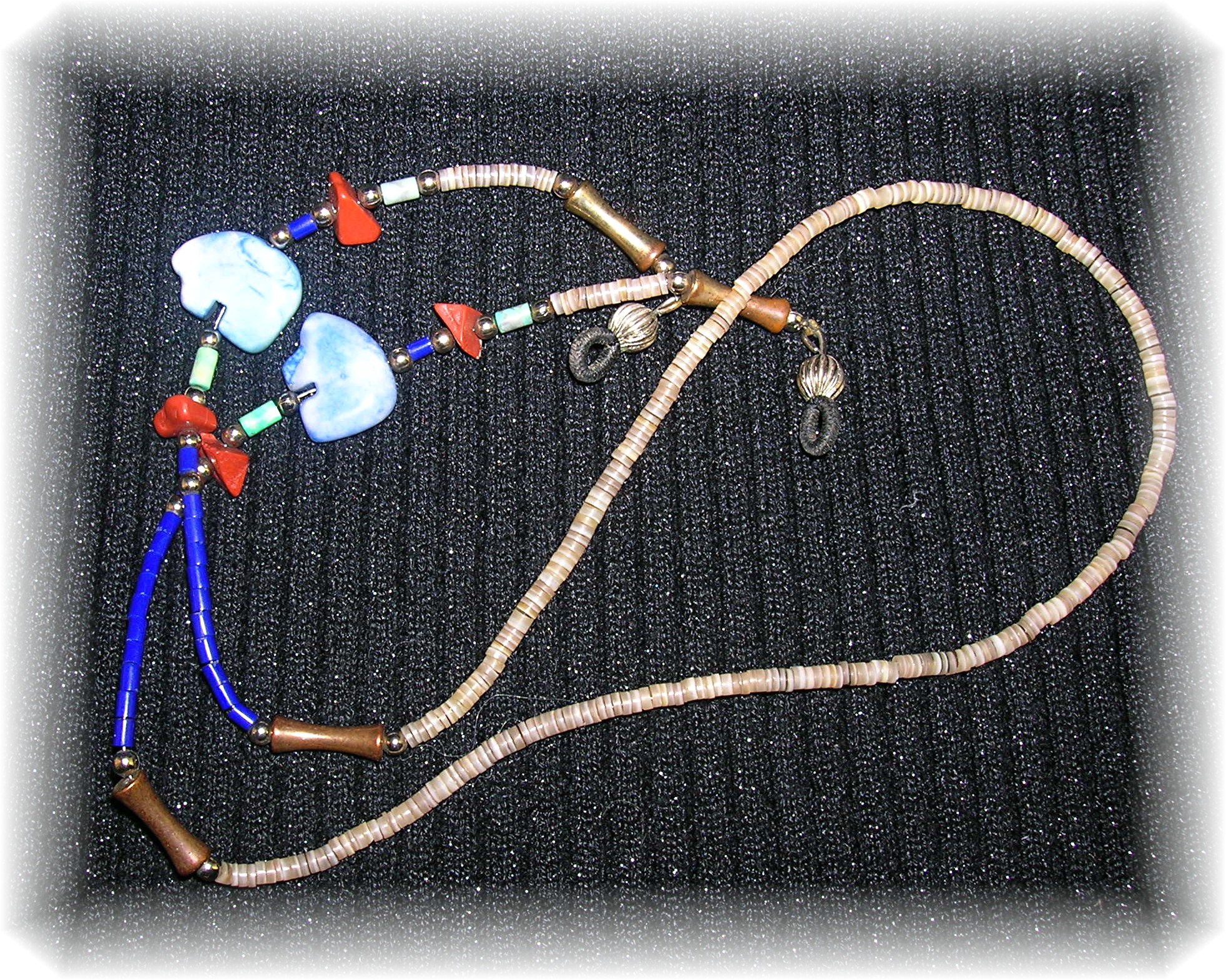 Heishi Bead and Lapis Bear Brass Spectacle Chain
