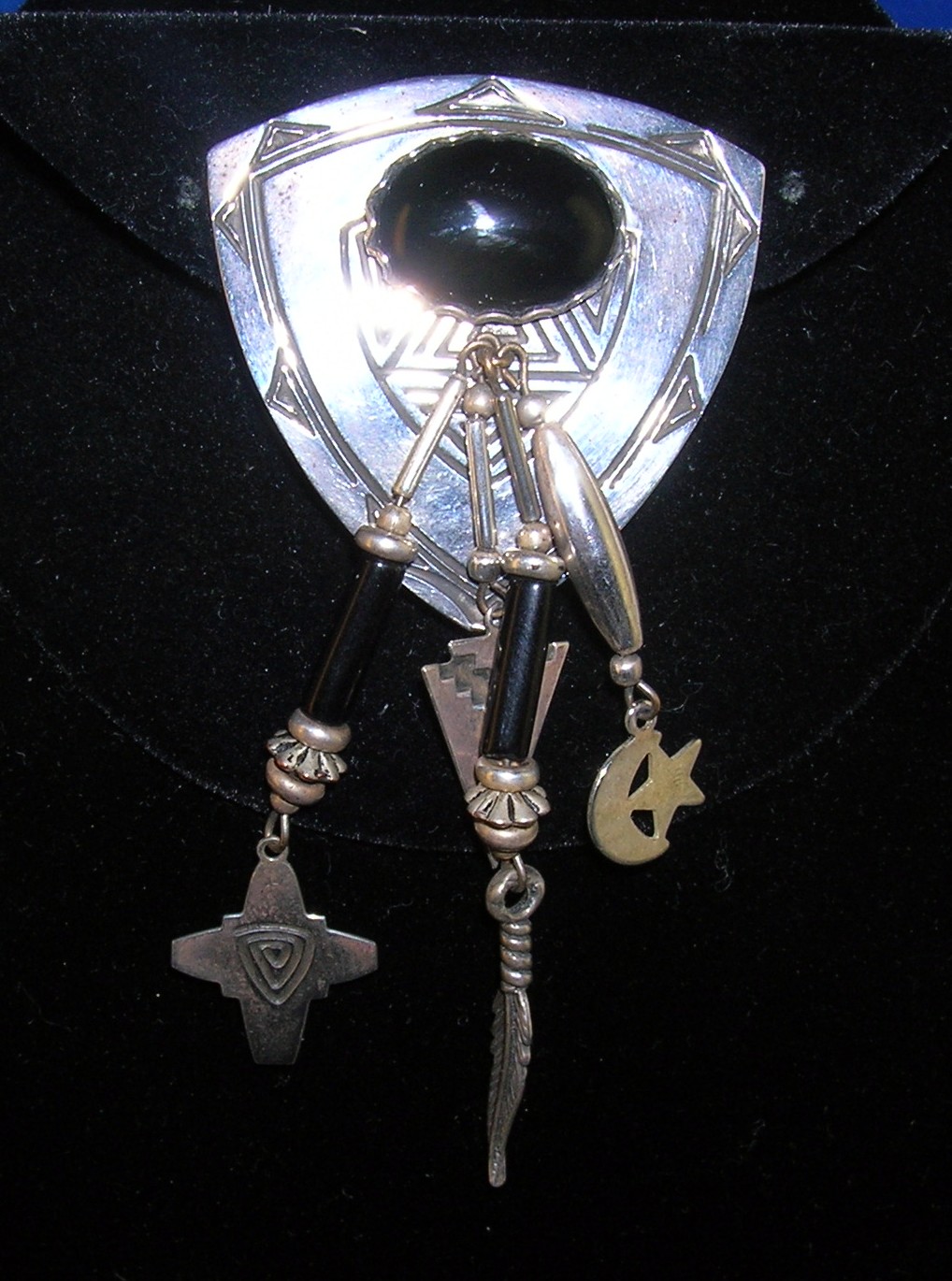 Sterling Silver Black Onyx Deborah West Clip Earrings
