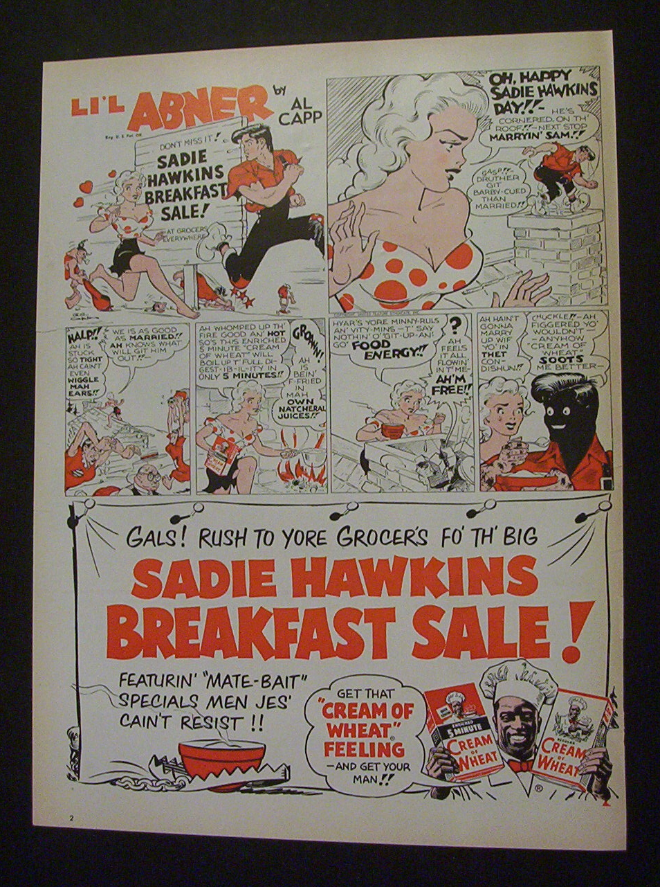 1951 Cream Of Wheat w/Little Abner & Sadie Hawkins