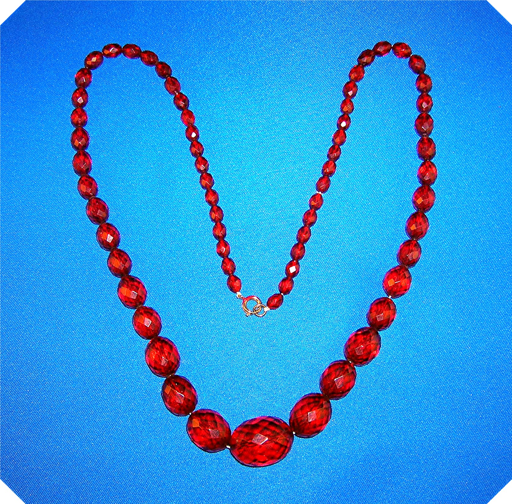 Cherry Amber Faceted 28 Inch Necklace
