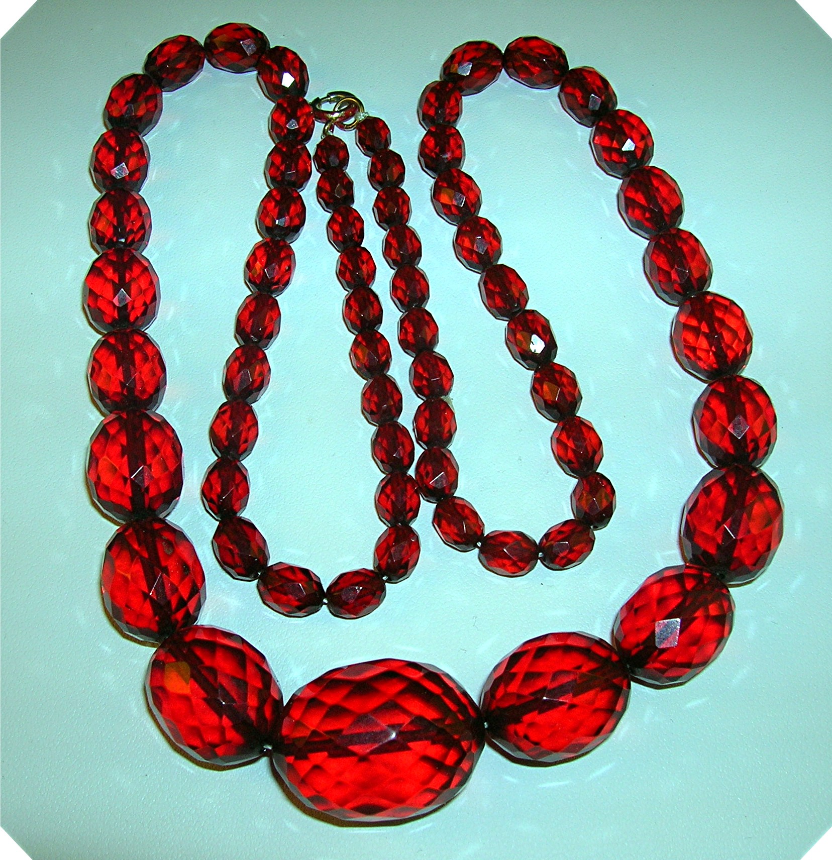 Cherry Amber Faceted 28 Inch Necklace