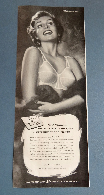 1951 Life By Formfit Bra with a Lovely Woman Wearing Her Bra