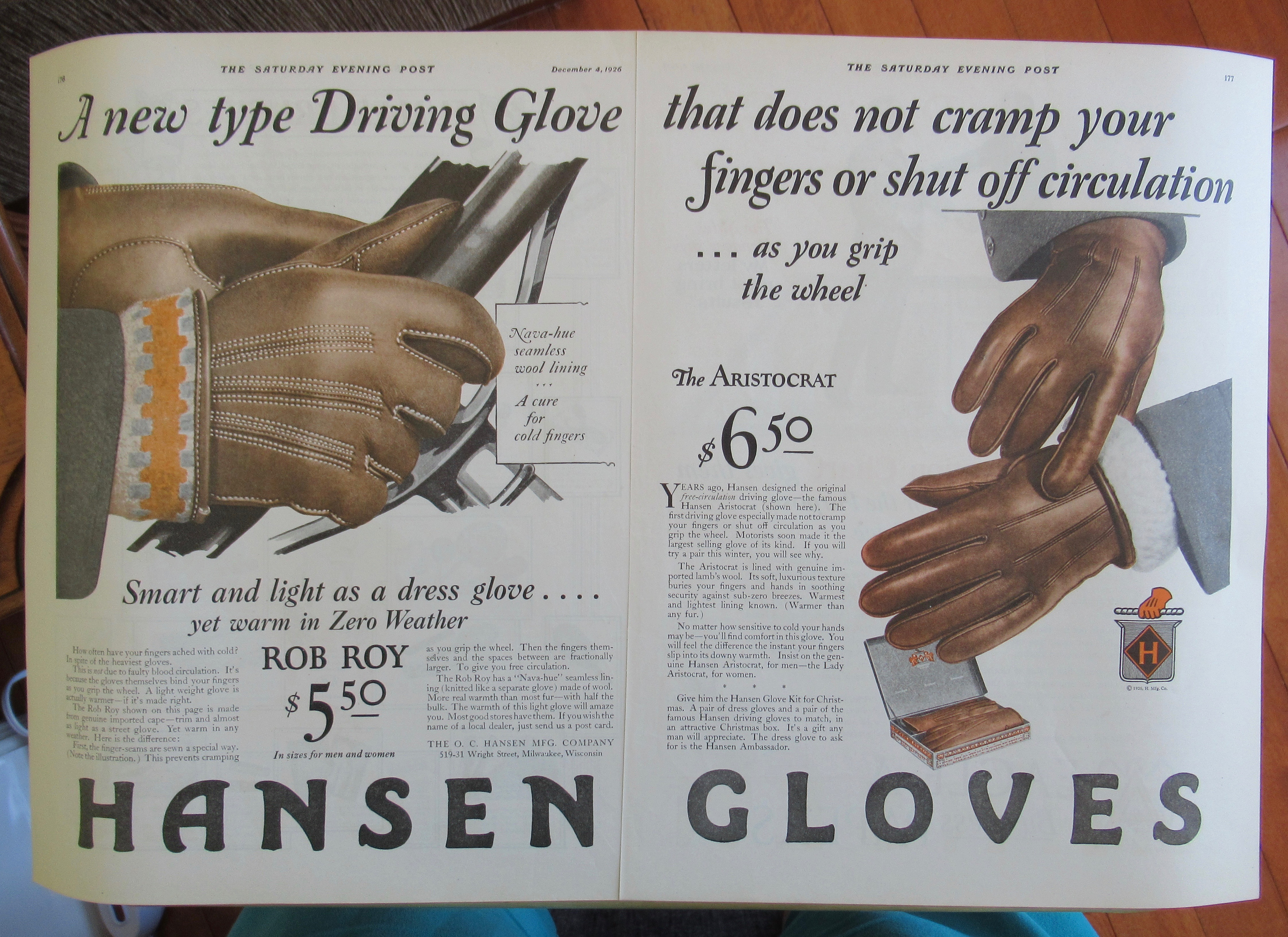 1926 Hansen Gloves with Driving Gloves