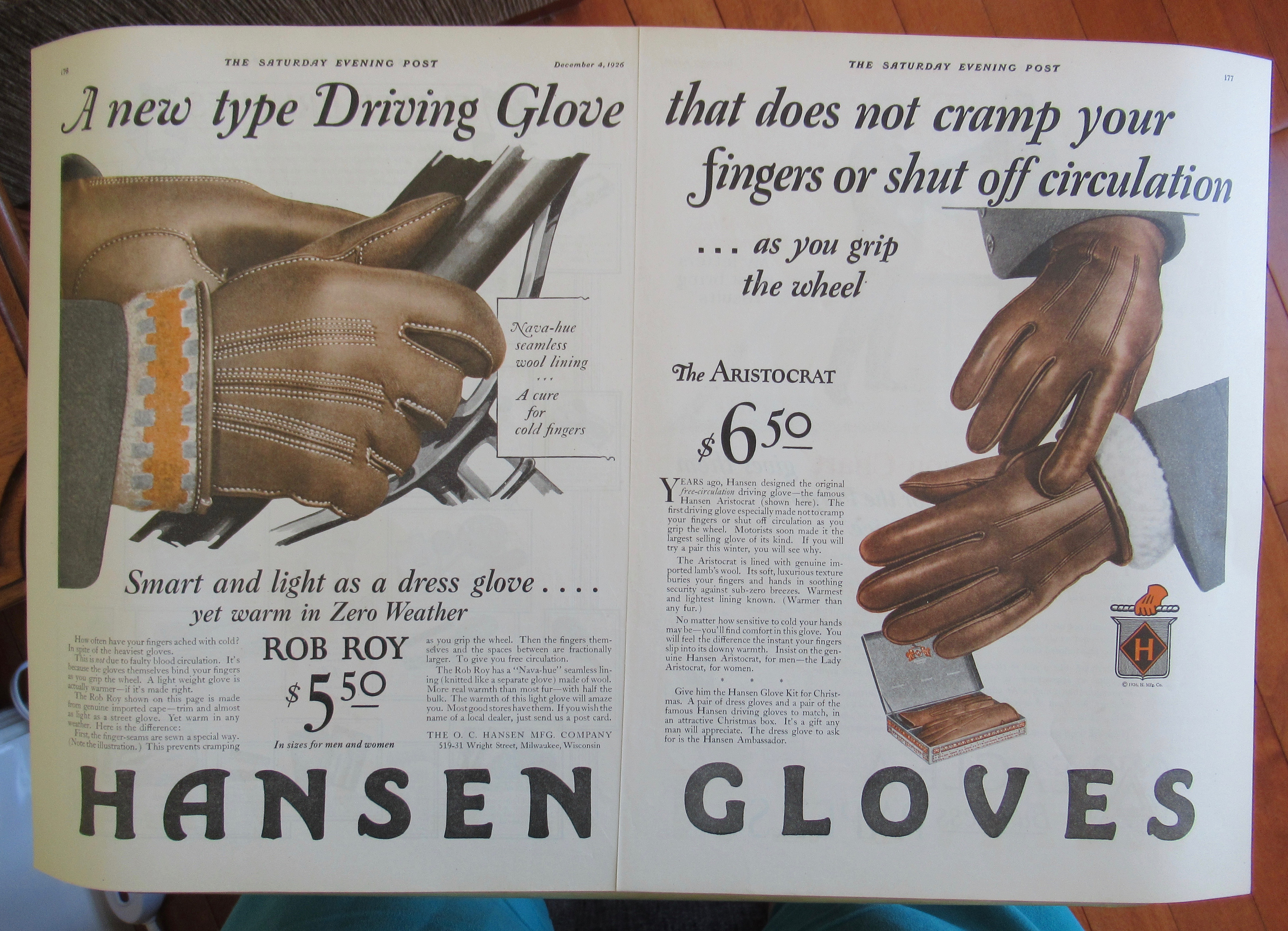 1926 Hansen Gloves with Driving Gloves