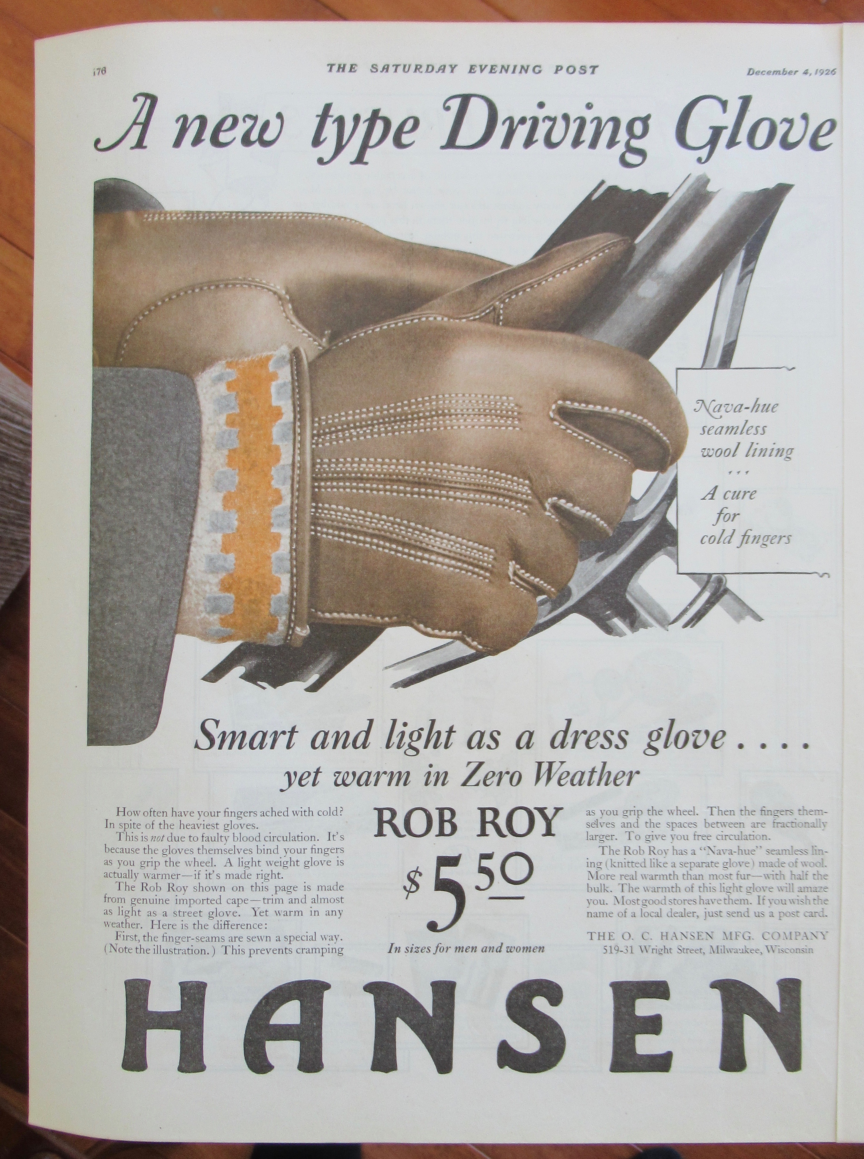 1926 Hansen Gloves with Driving Gloves
