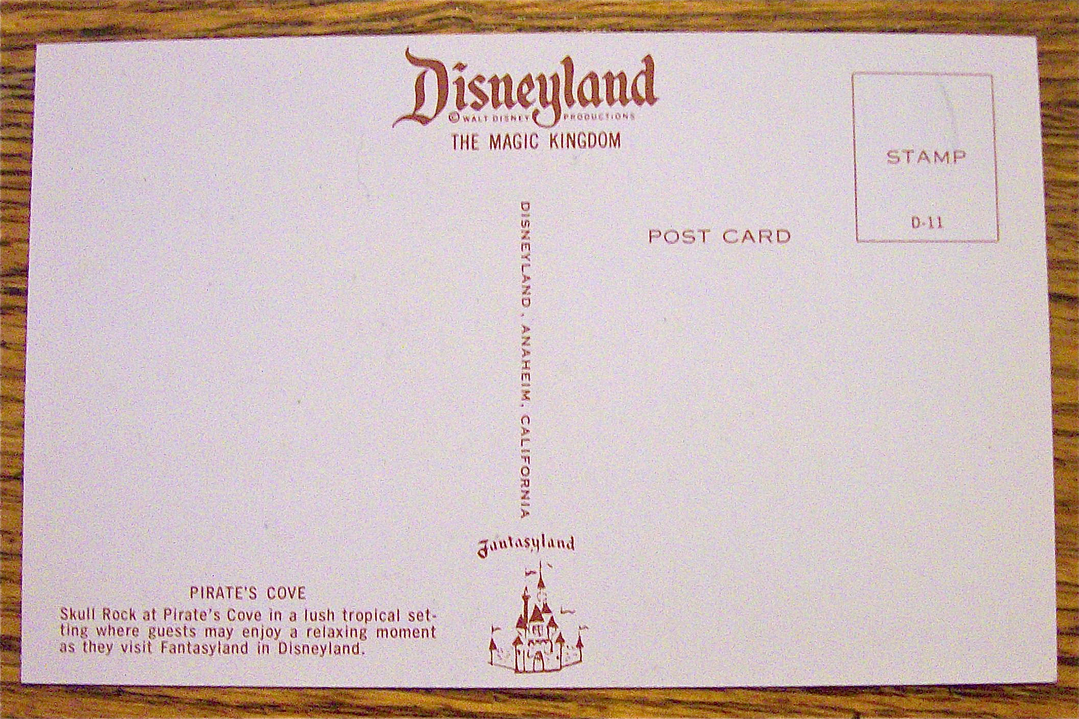 Pirate's Cove In Disneyland Postcard (Magic Kingdom)