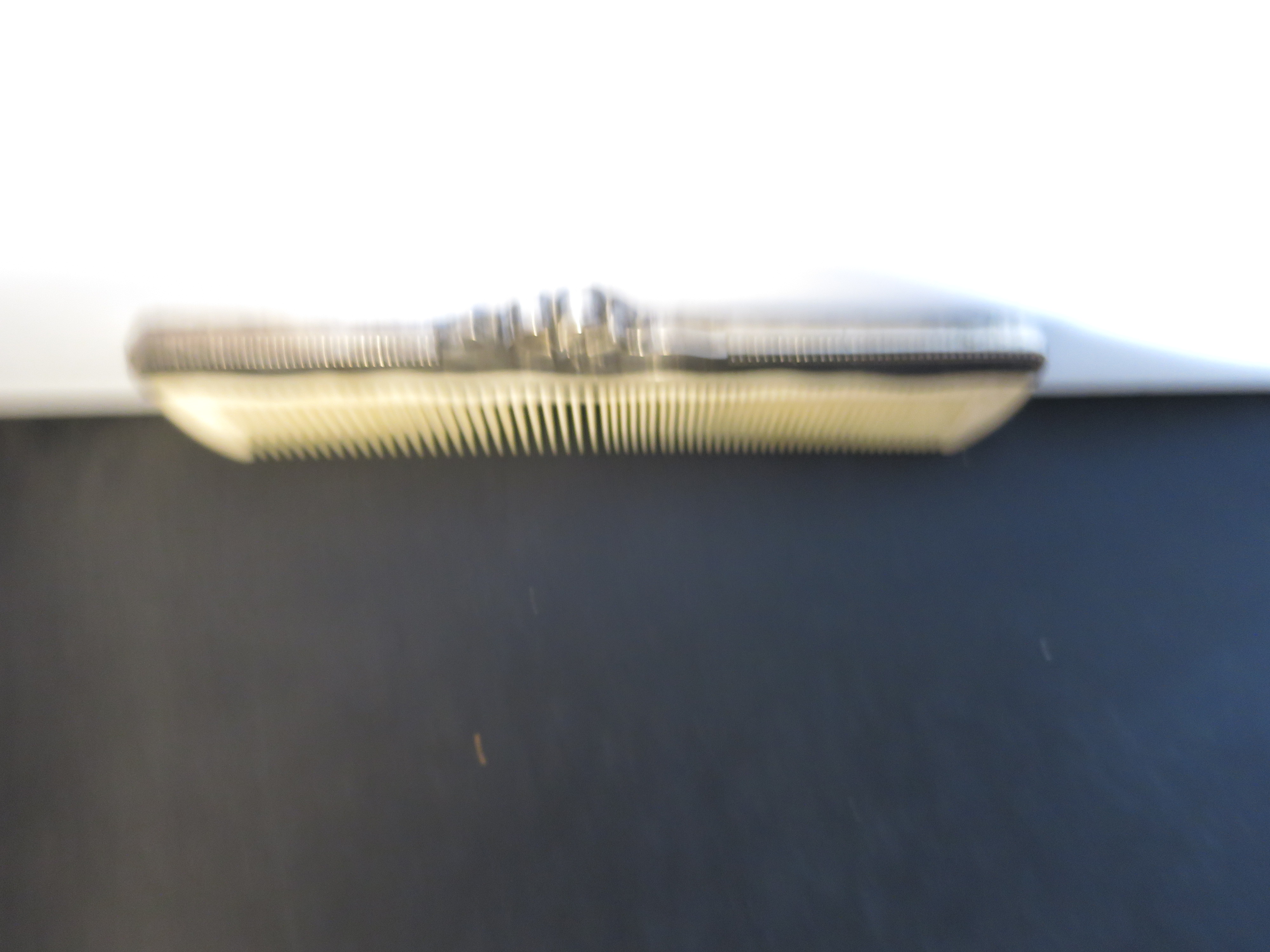 Silver Plated Comb with lucite plastic teeth Floral Ribbon ornate