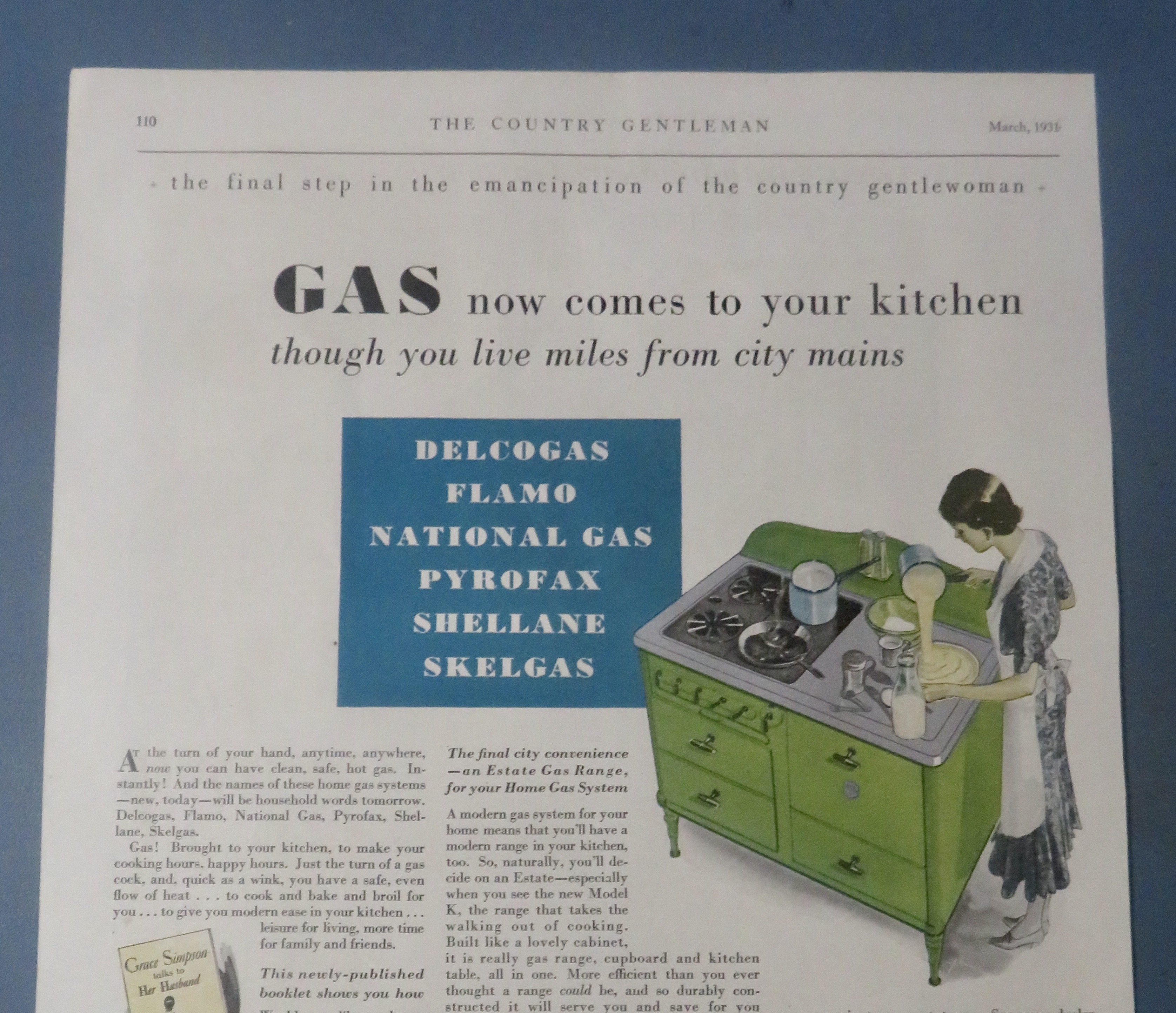 1931 Estate Gas Ranges with Woman Cooking