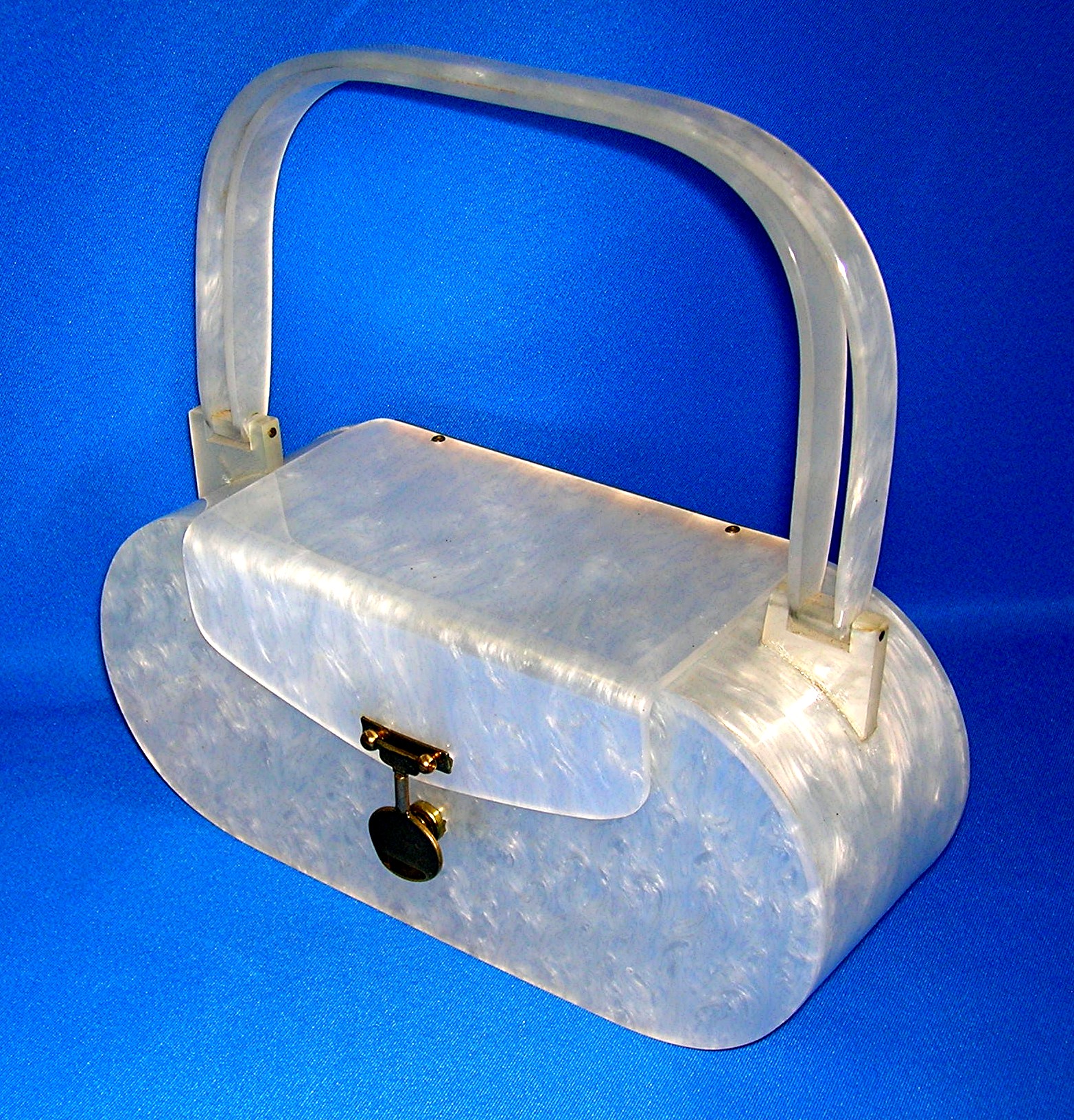 Lucite Box Bag White Pearl Evening Bag