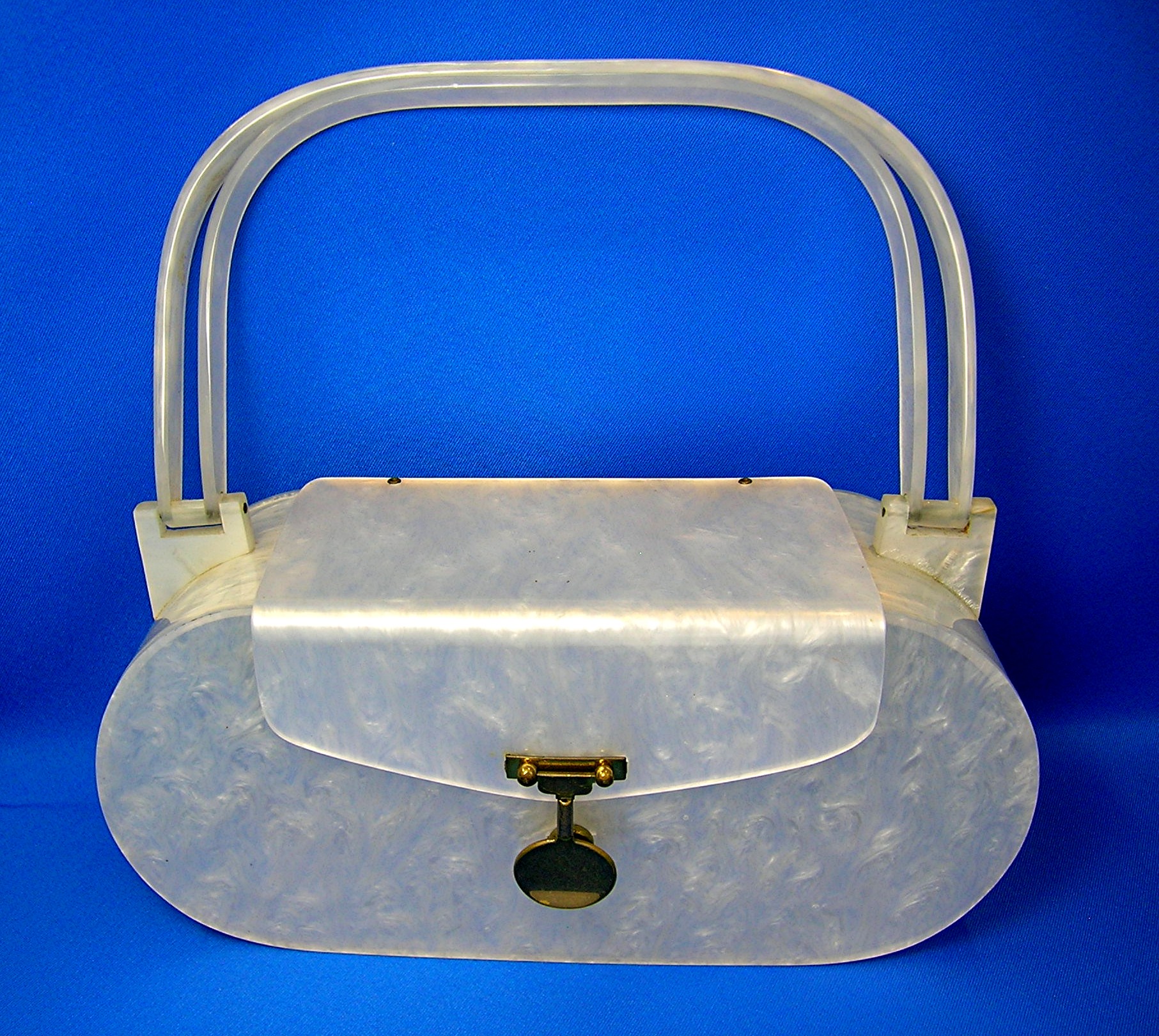 Lucite Box Bag White Pearl Evening Bag
