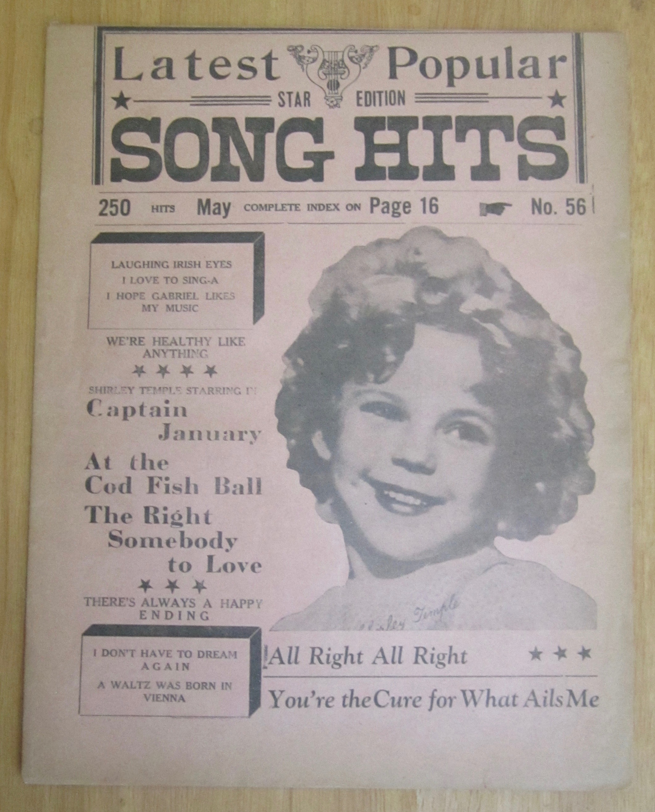 1930's Song Hits with Shirley Temple Cover