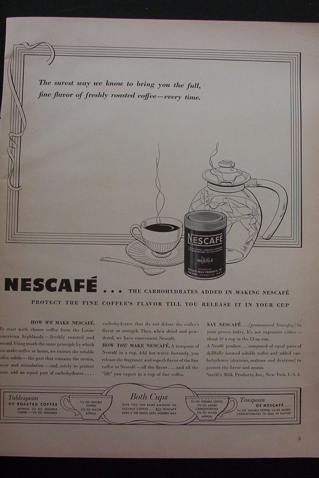 1942 Nescafe Coffee with Cup Of Coffee
