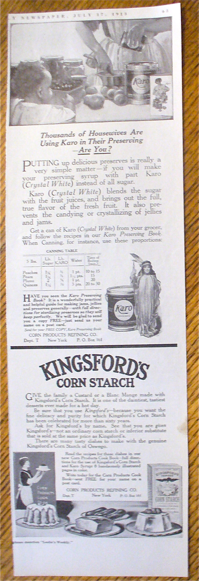 1913 Kingsford's Corn Starch with Child Watching Woman