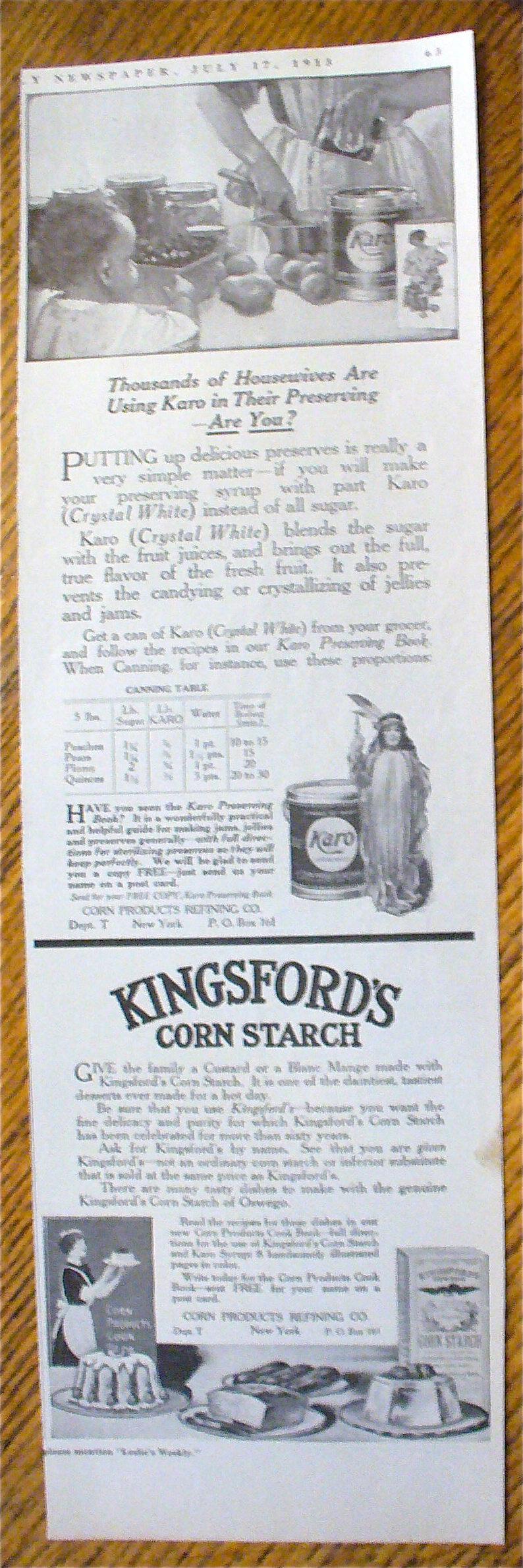 1913 Kingsford's Corn Starch with Child Watching Woman