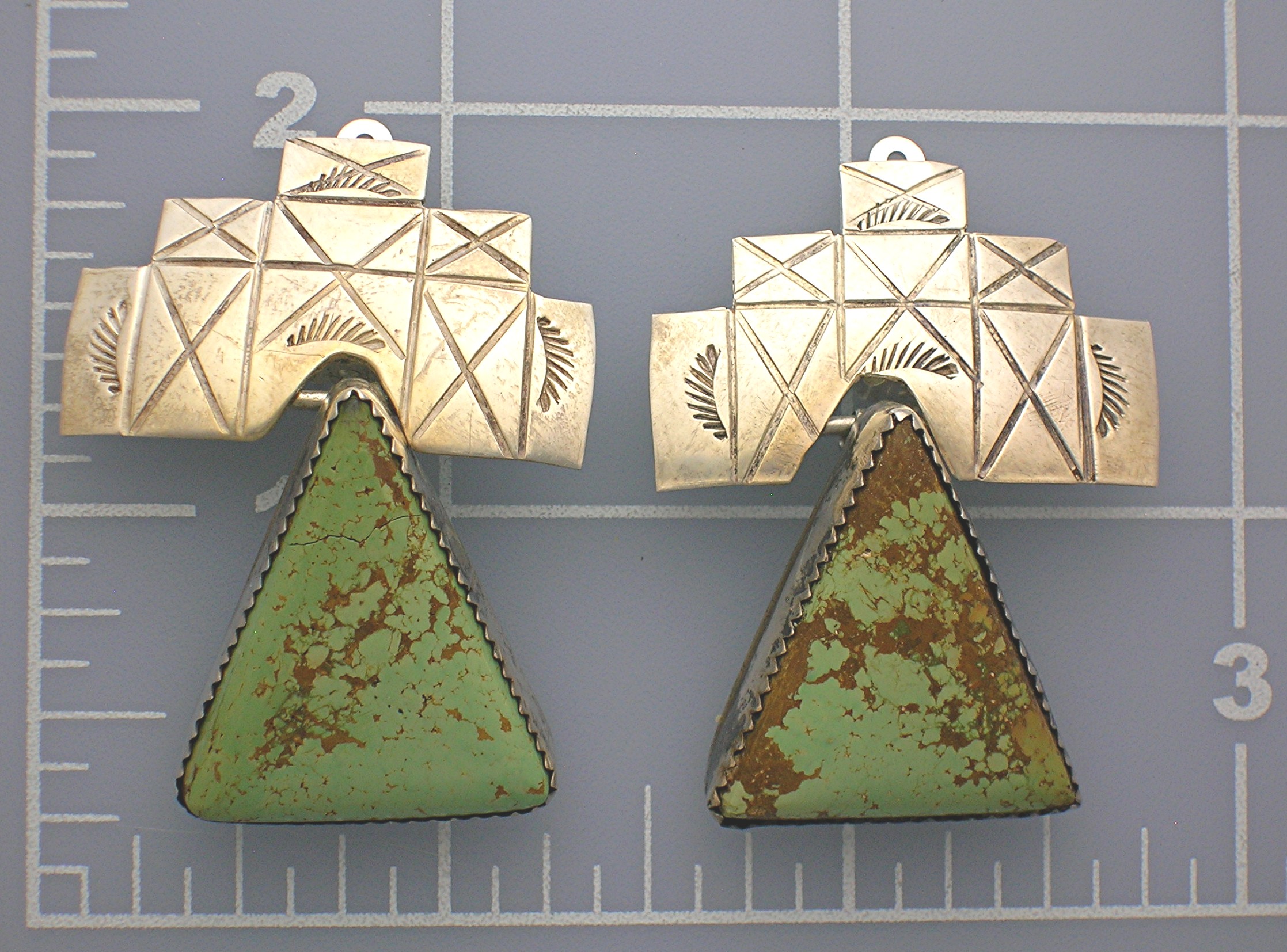 Navajo Turquoise Sterling Silver Clip Earrings Signed
