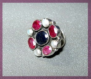 Sapphire Pearl Ruby Sterling Silver Ring