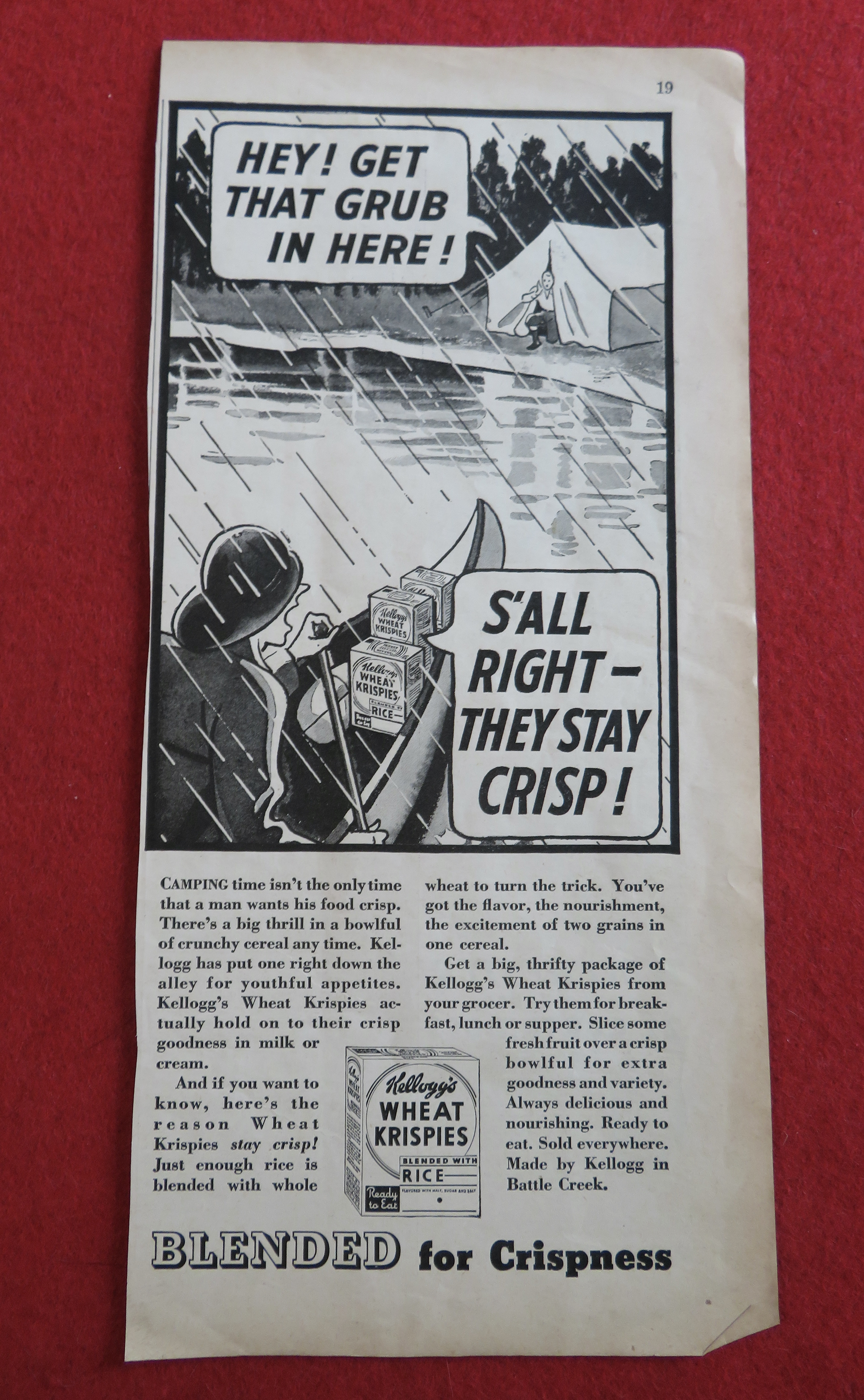 1936 Kellogg's Wheat Krispies With Man In Boat