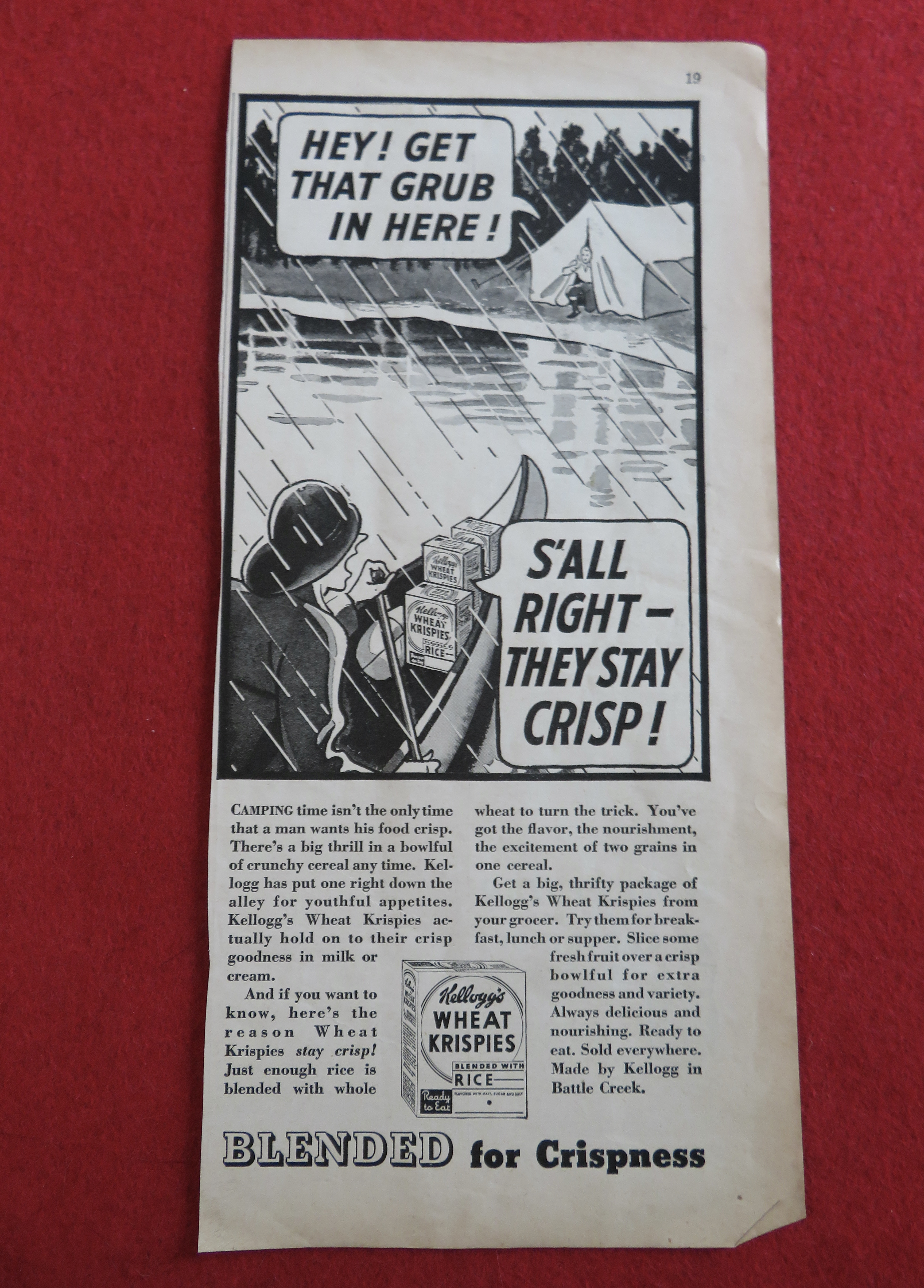 1936 Kellogg's Wheat Krispies With Man In Boat