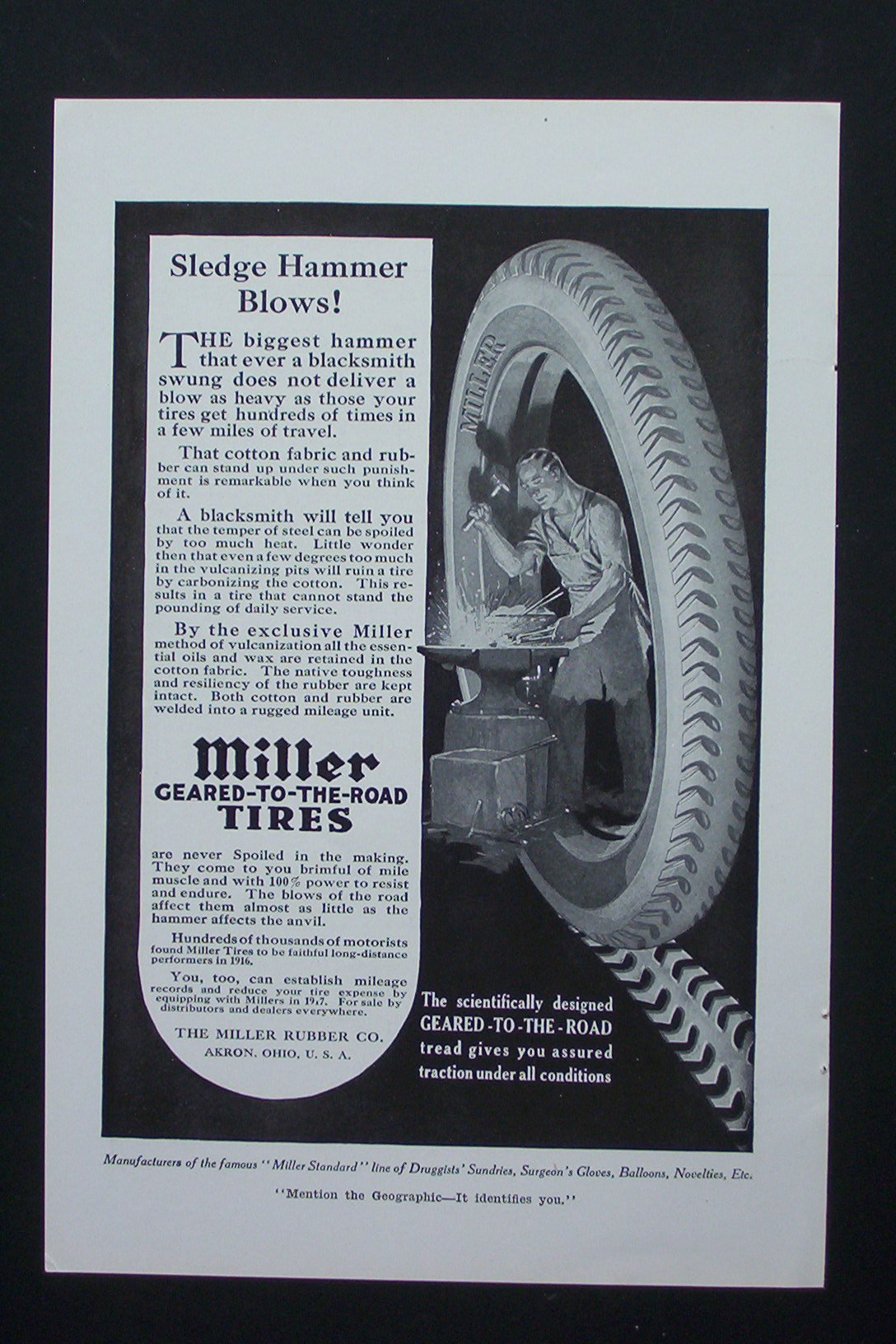 1917 Miller Geared-To-The-Road Tires with Man & Tire