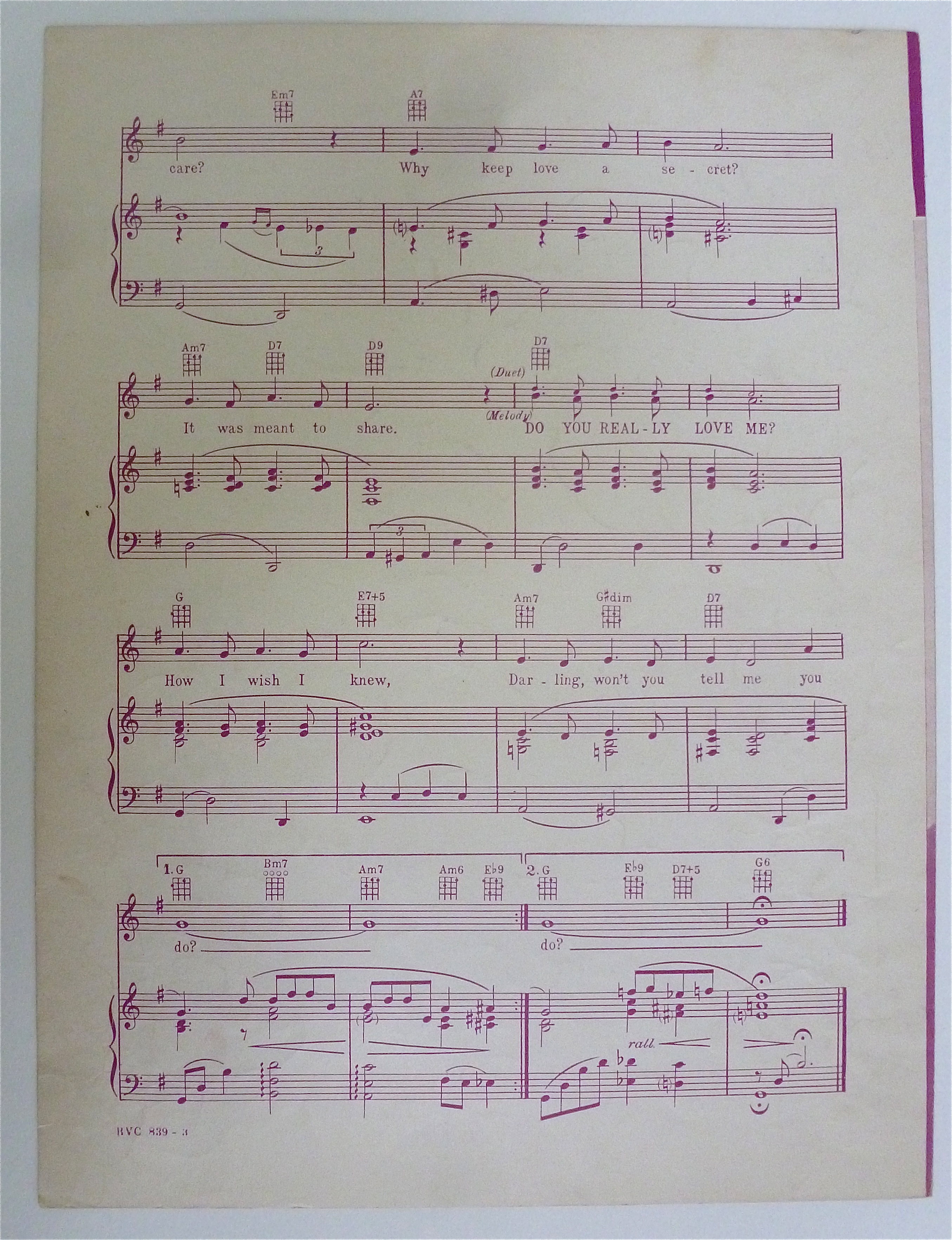 Sheet Music For 1951 Do You Really Love Me?