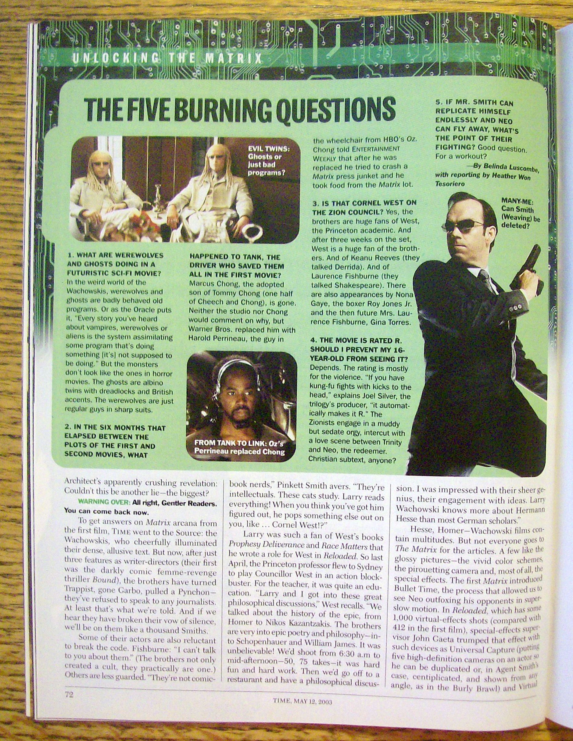 Time Magazine May 12, 2003 Secrets Of The New Matrix