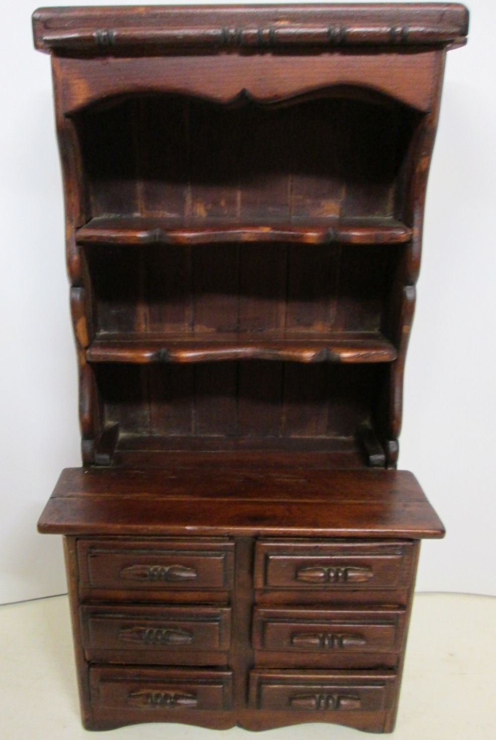 Folk Art Kitchen Cabinet Miniature Wood Medium Doll Size