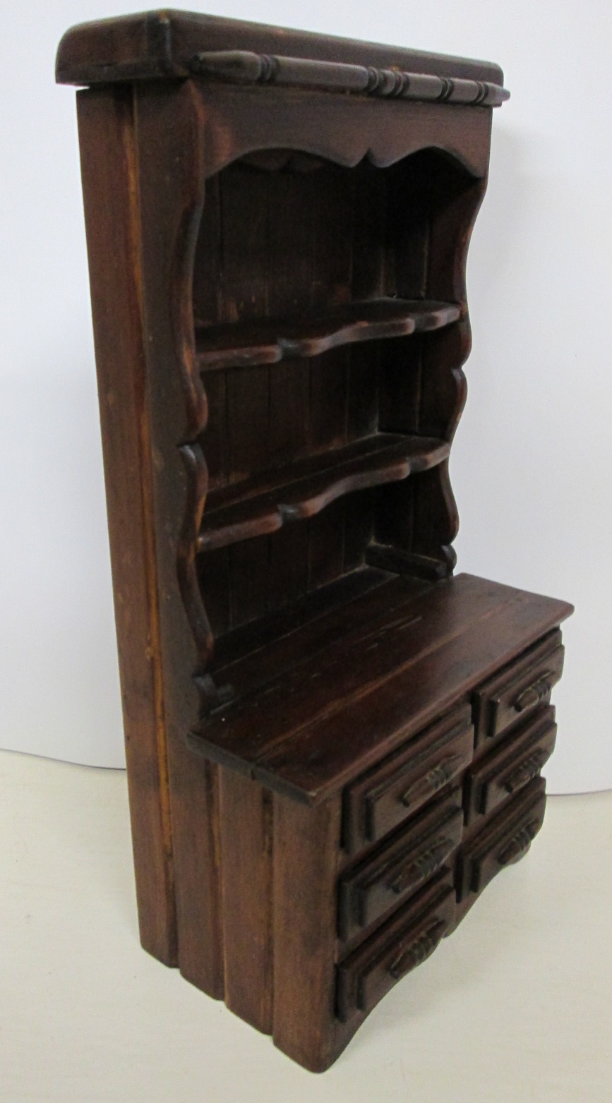 Folk Art Kitchen Cabinet Miniature Wood Medium Doll Size