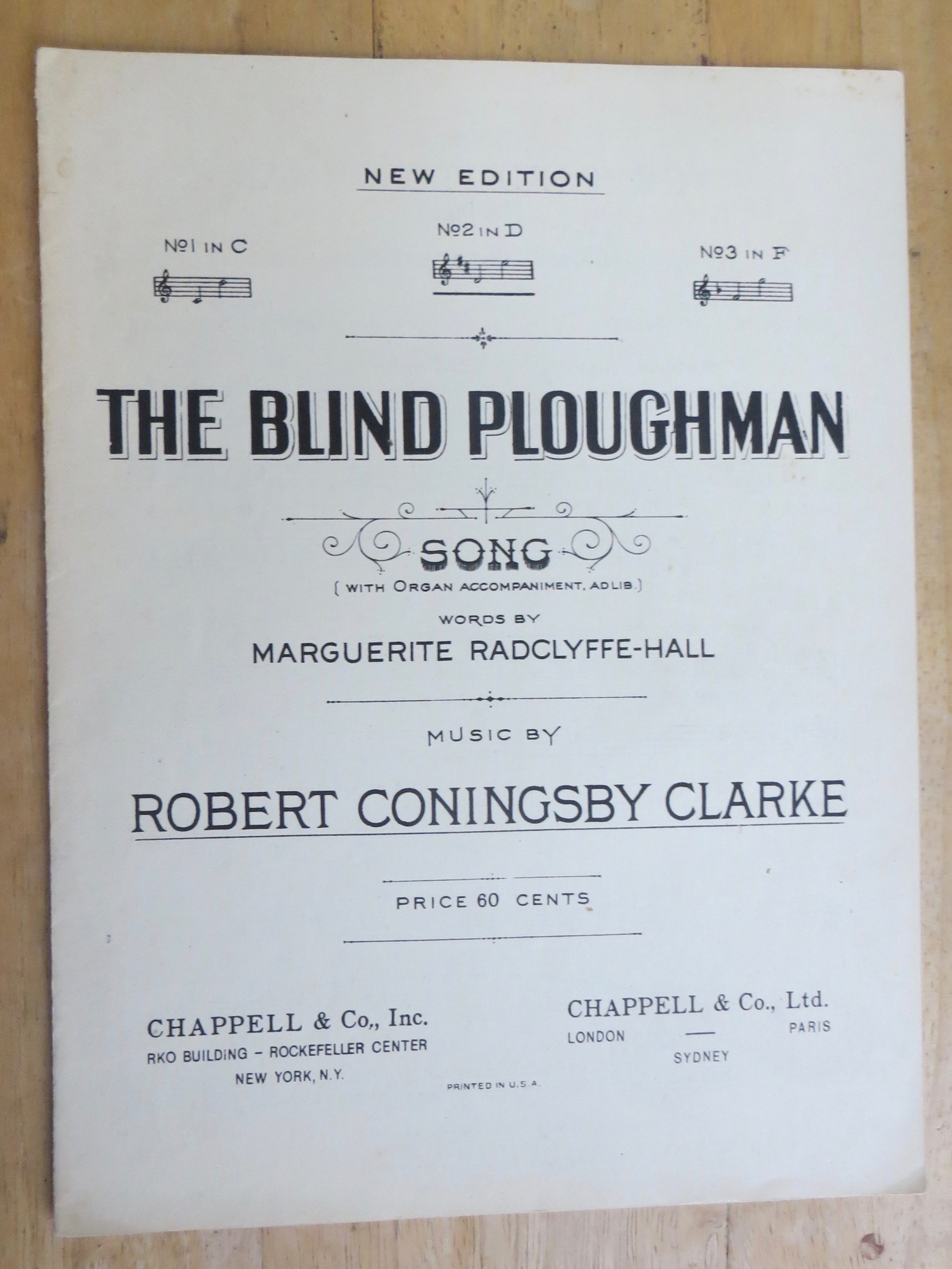 1913 The Blind Ploughman Song Sheet Music